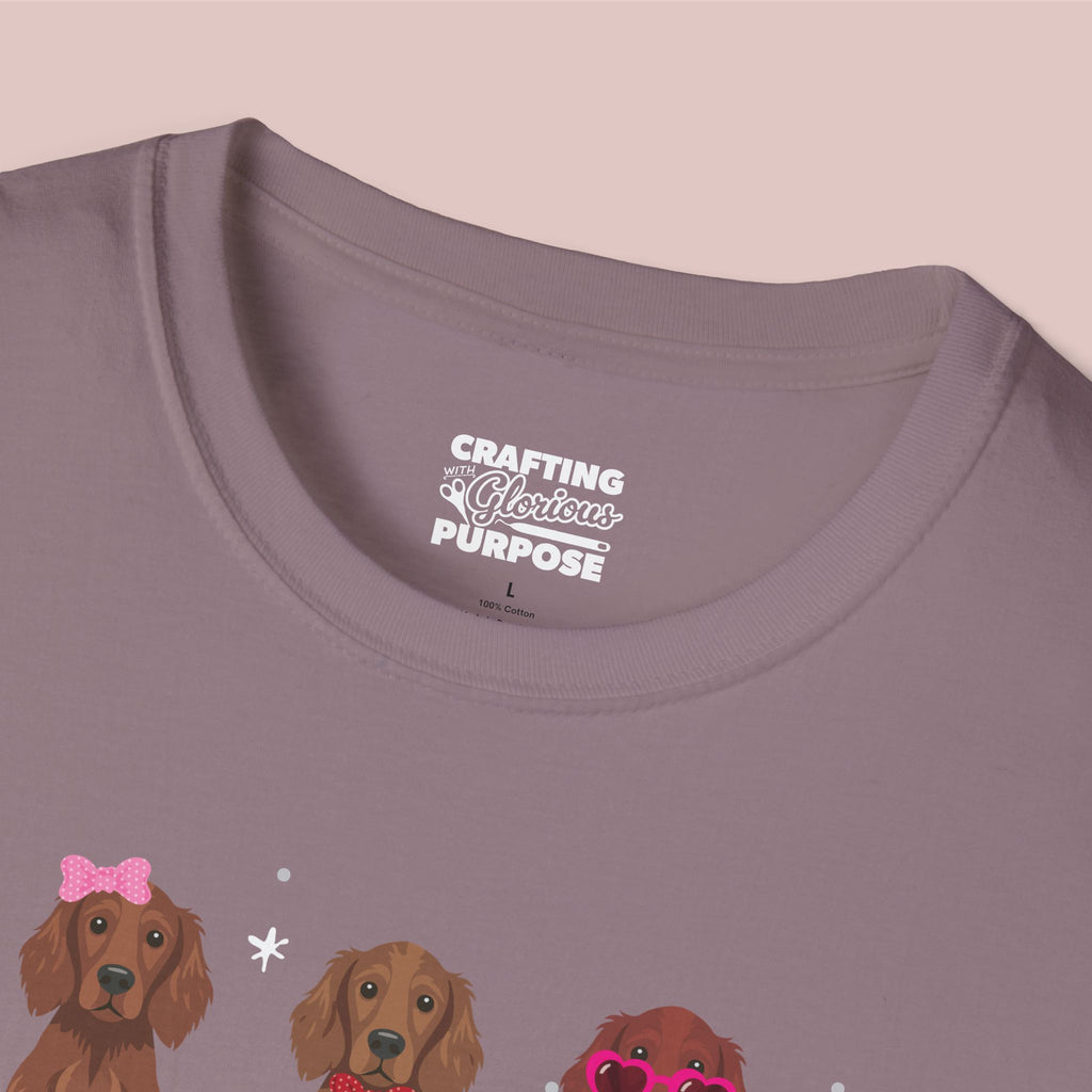 I Woof You Cute Irish Setter Trio Dog Tee — Valentine's T-Shirt
