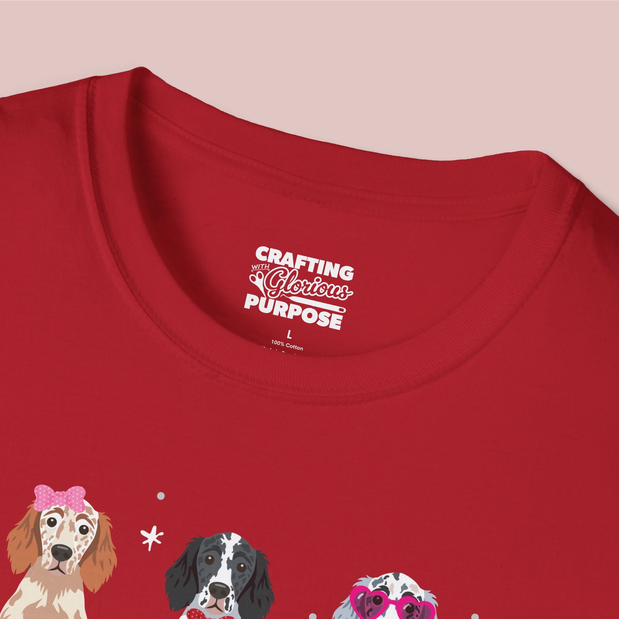 I Woof You Cute English Setter Trio Dog Tee — Valentine's T-Shirt