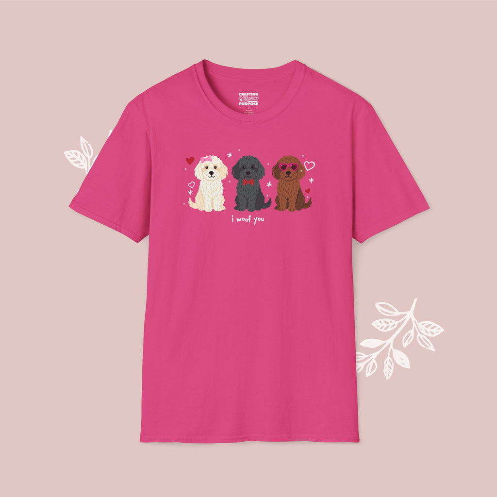 I Woof You Cute Cockapoo Trio Dog Tee — Valentine's T-Shirt