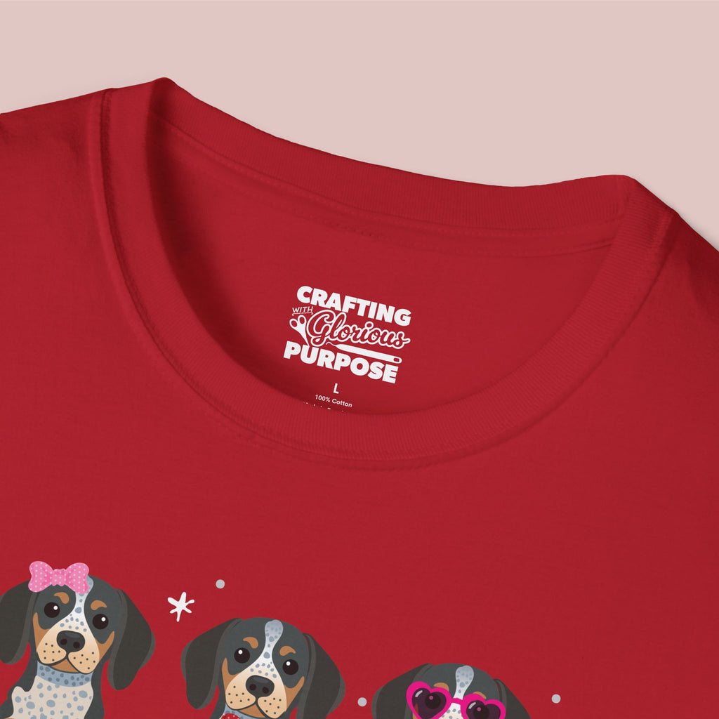 I Woof You Cute Bluetick Coonhound Trio Dog Tee — Valentine's T-Shirt