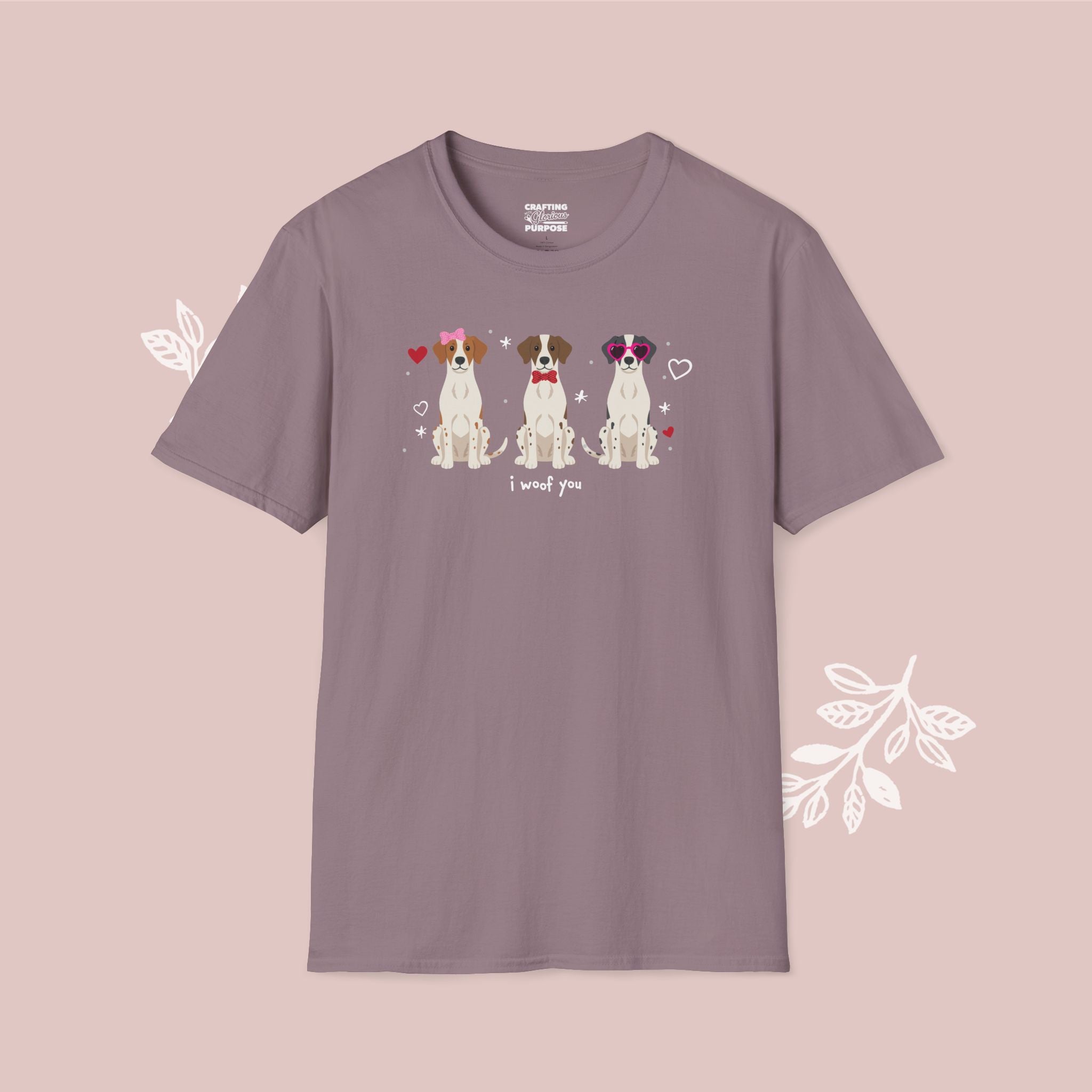 I Woof You Cute Brittany Spaniel Trio Dog Tee — Valentine's T-Shirt