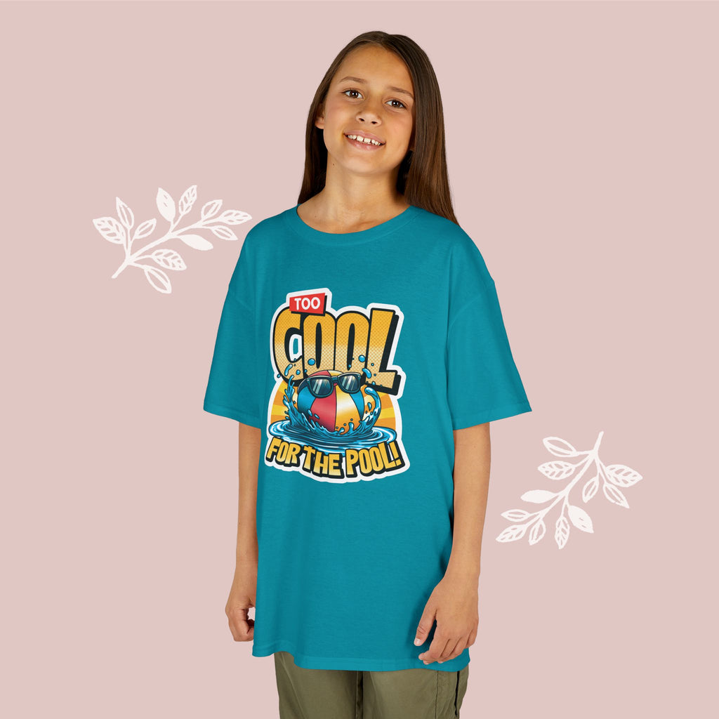 Kids Tee — "Too Cool for the Pool" Retro Pool Float Graphic