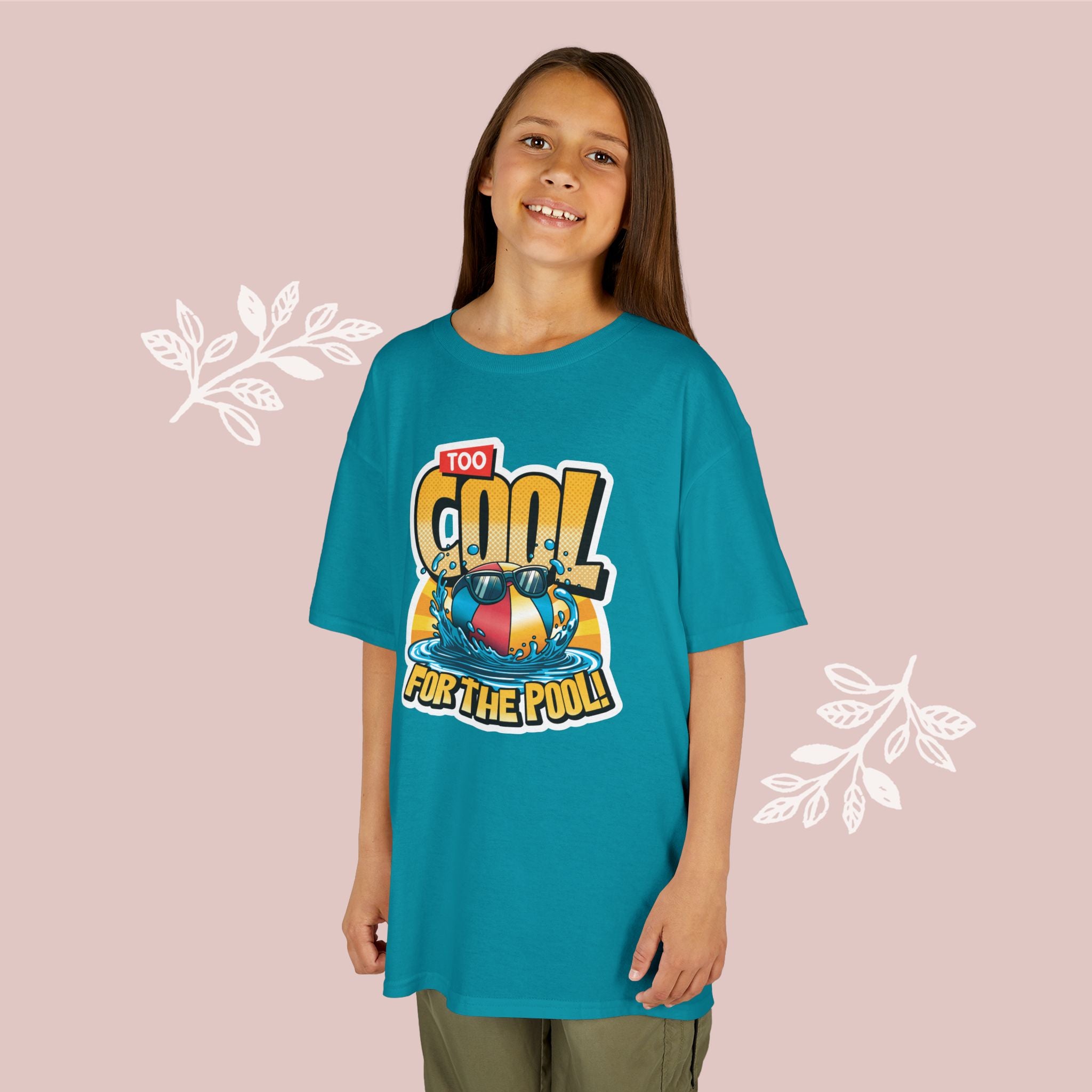 Kids Tee — "Too Cool for the Pool" Retro Pool Float Graphic