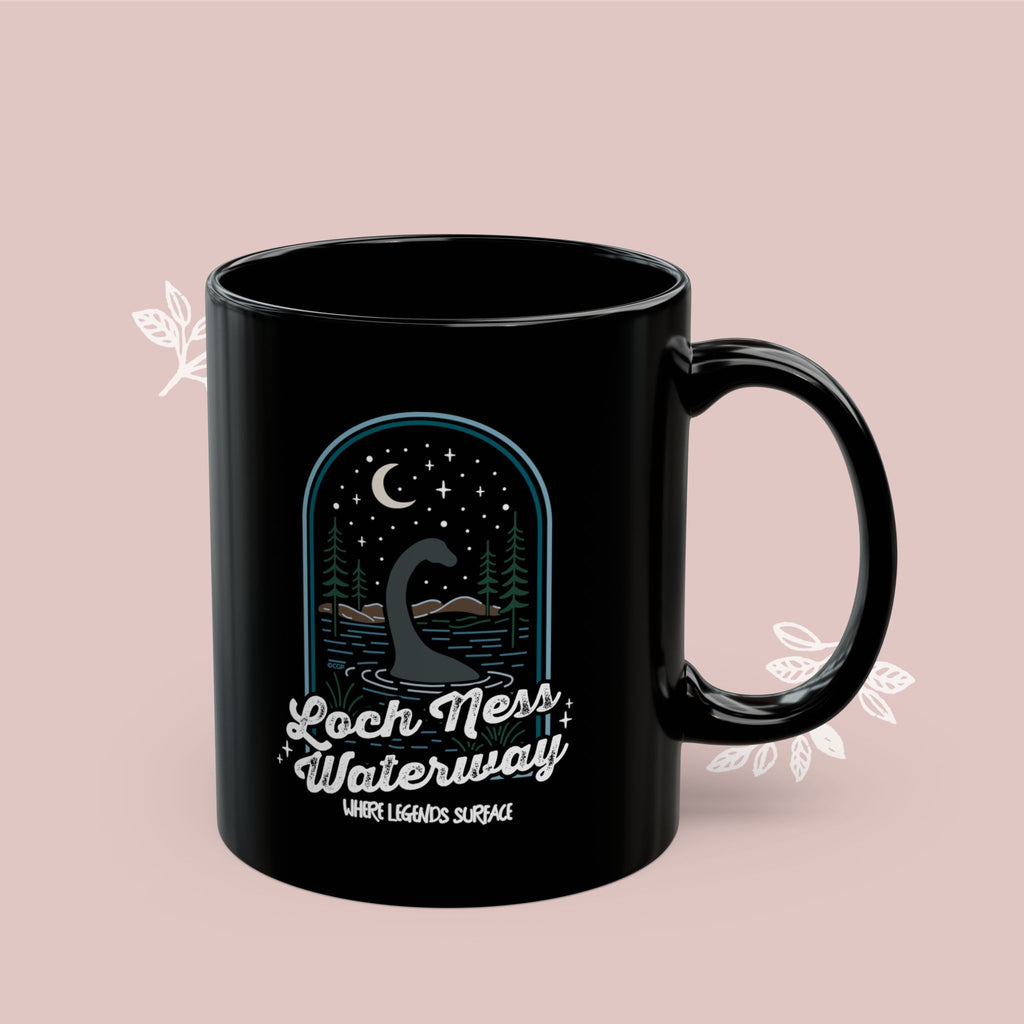 Loch Ness Waterway Black Mug — 'Legends Run Deep'  11oz/15oz