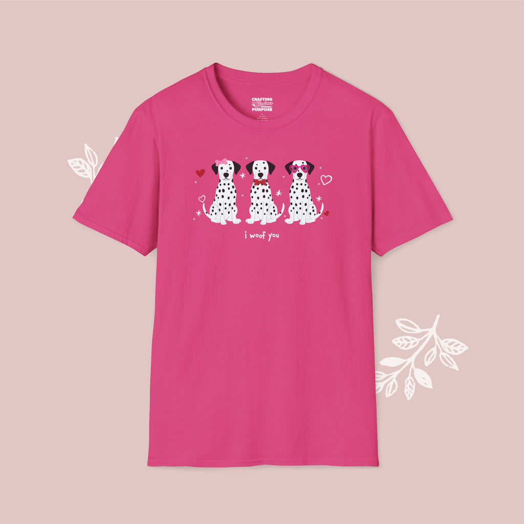 I Woof You Cute Dalmatian Trio Dog Tee — Valentine's T-Shirt