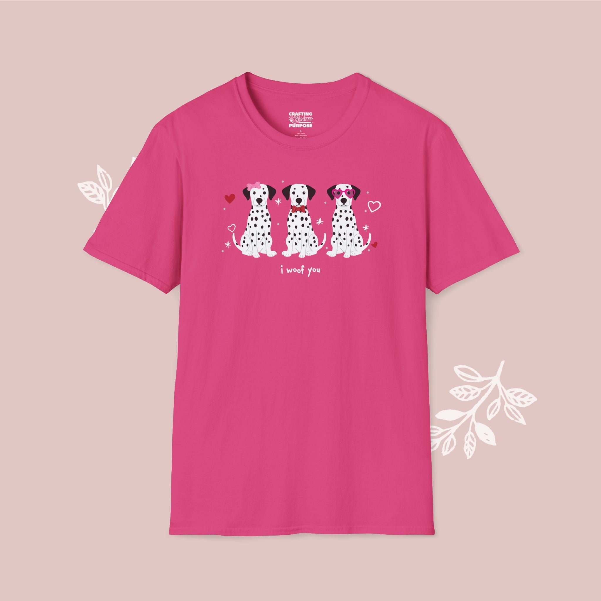 I Woof You Cute Dalmatian Trio Dog Tee — Valentine's T-Shirt