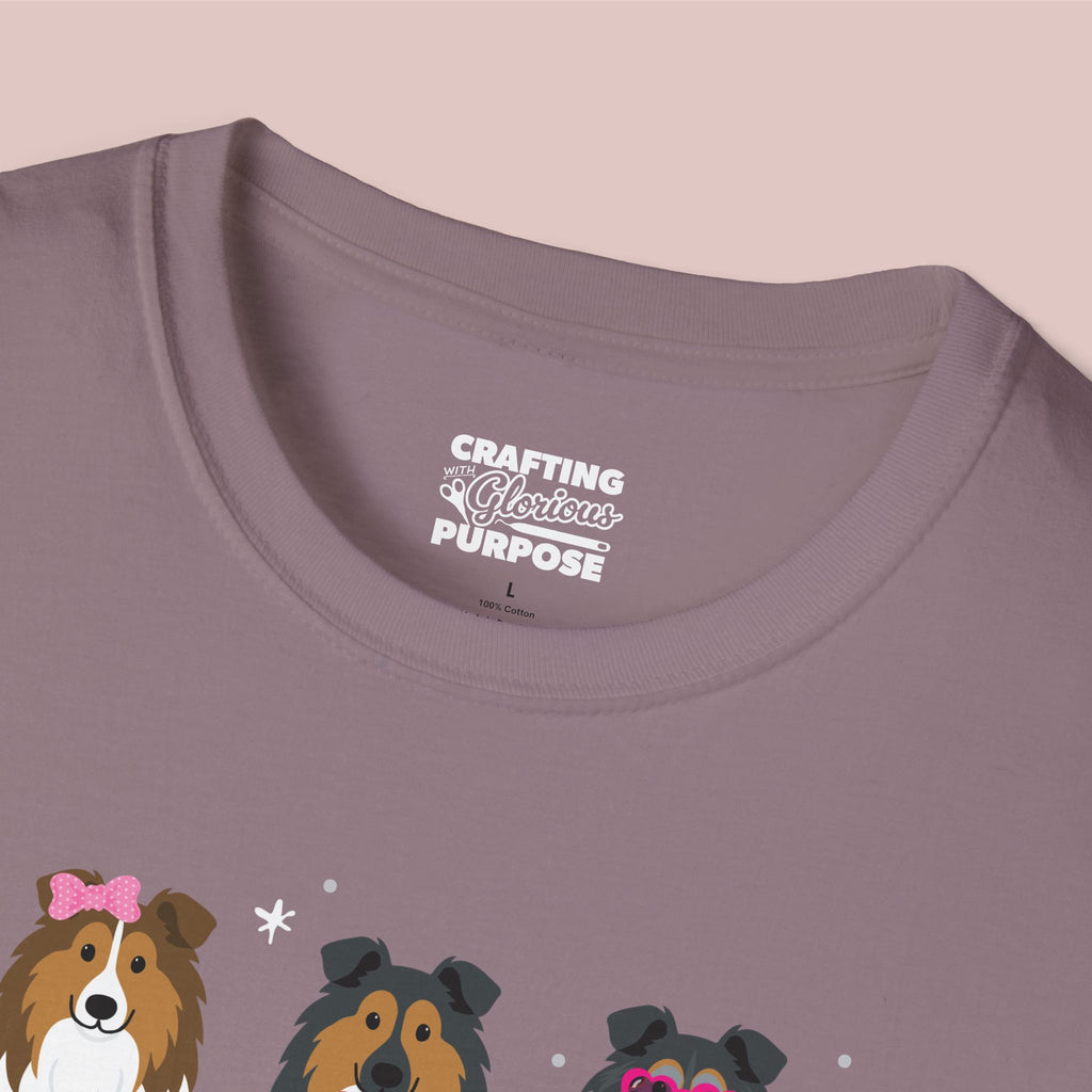 I Woof You Cute Collie Trio Dog Tee — Valentine's T-Shirt