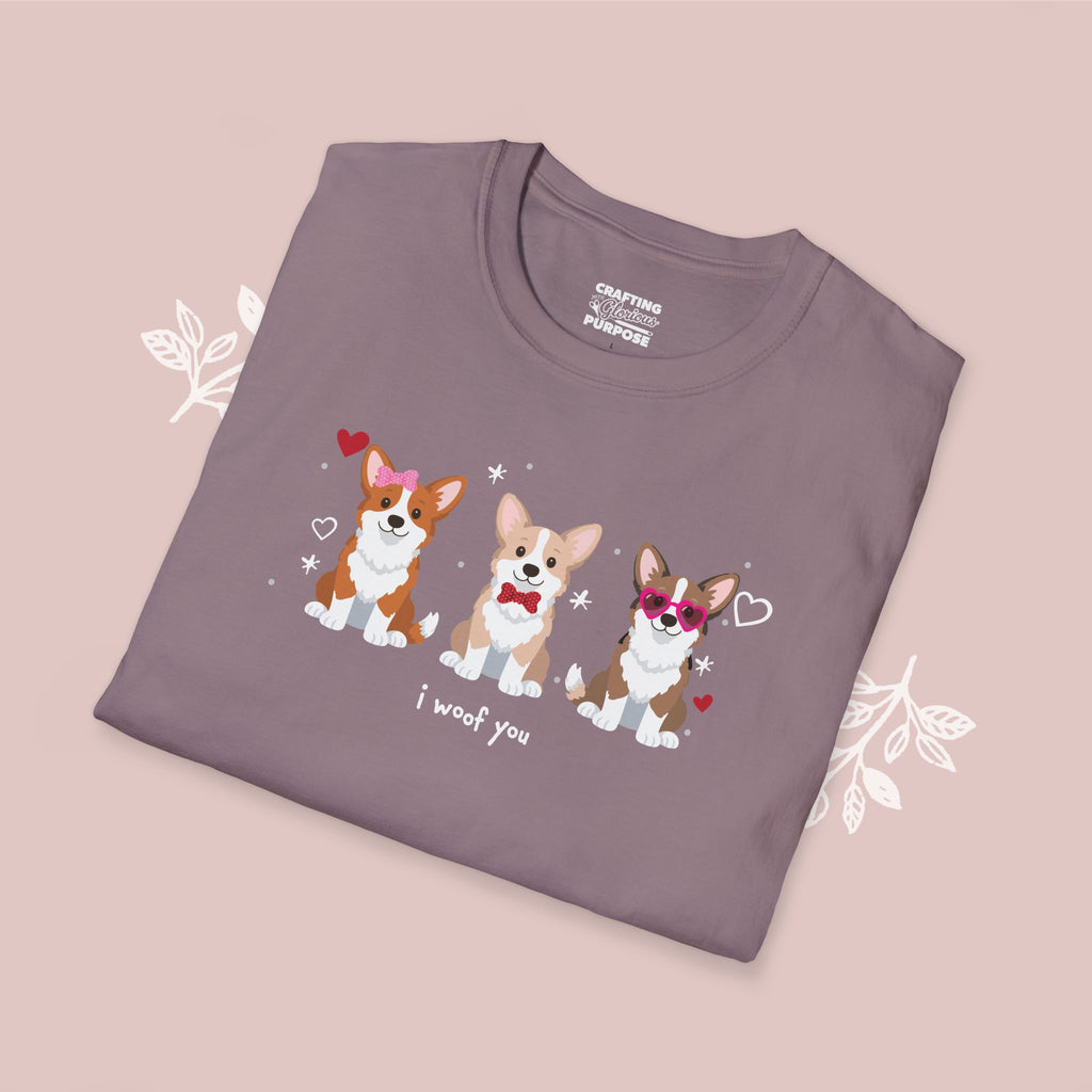 I Woof You Cute Corgi Trio Dog Tee — Valentine's T-Shirt