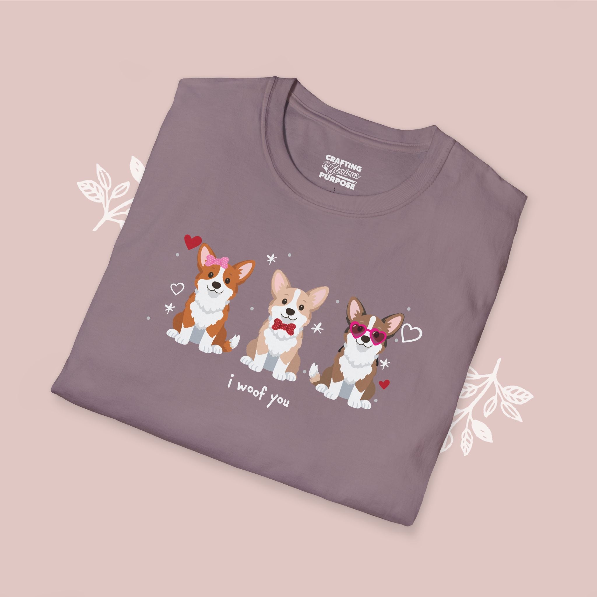 I Woof You Cute Corgi Trio Dog Tee — Valentine's T-Shirt