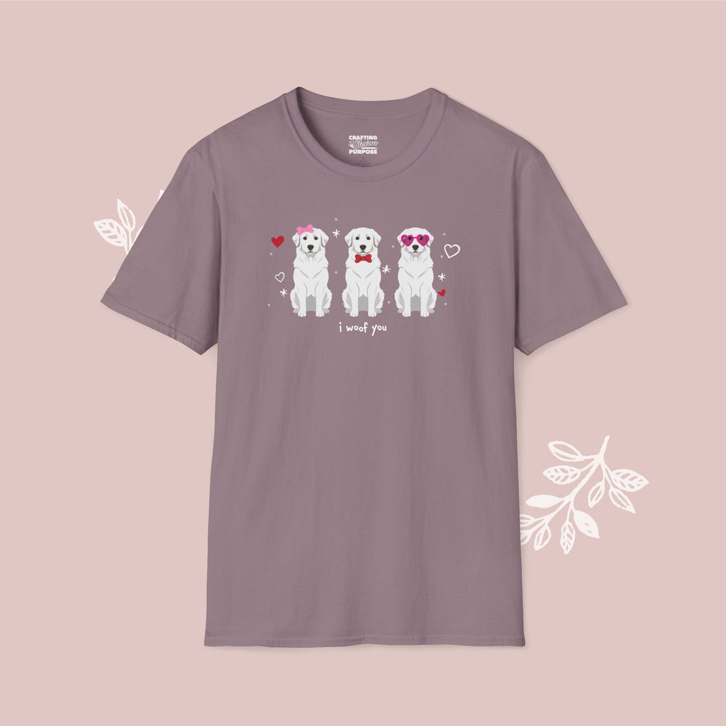I Woof You Cute Great Pyrenees Trio Dog Tee — Valentine's T-Shirt