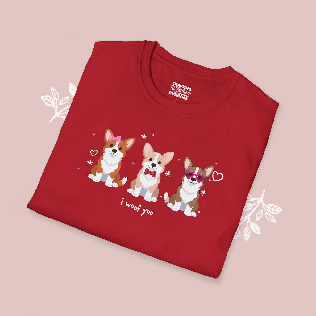I Woof You Cute Corgi Trio Dog Tee — Valentine's T-Shirt