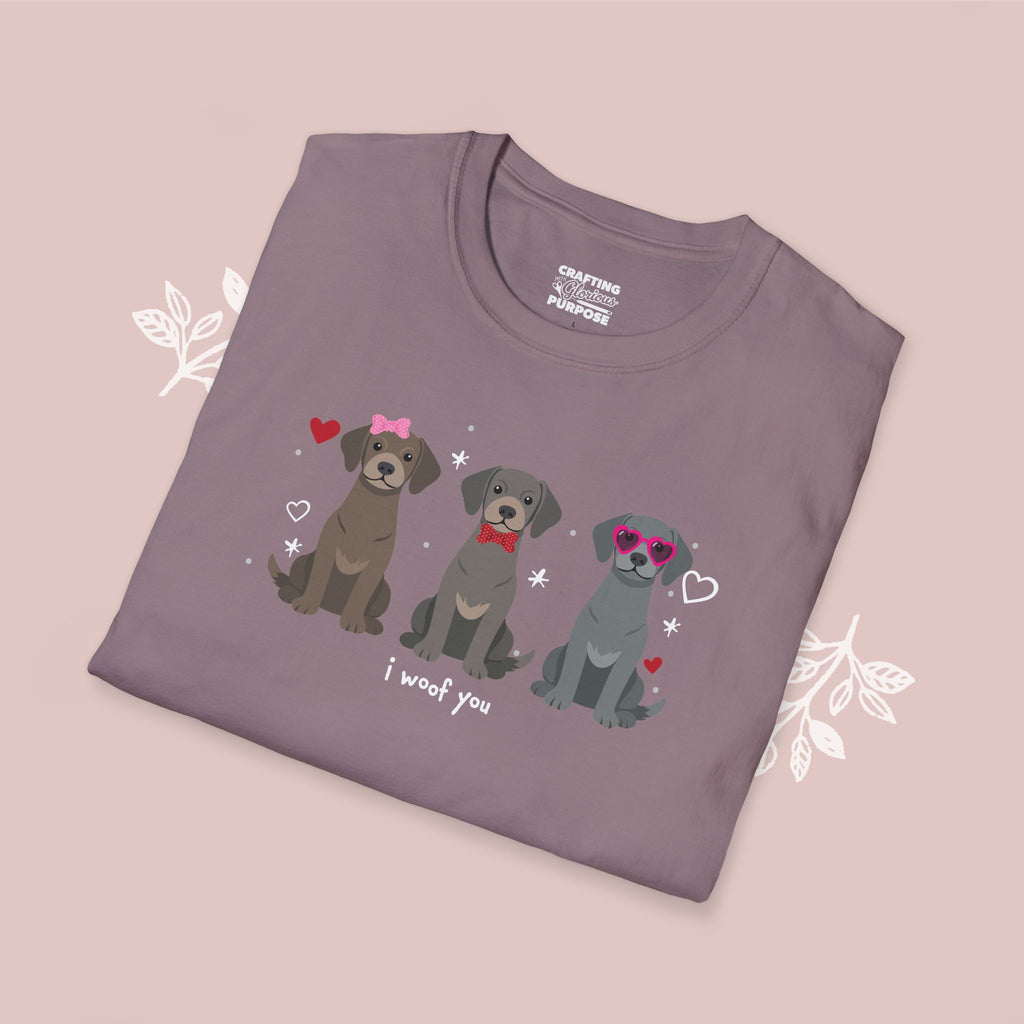 I Woof You Cute Weimaraner Trio Dog Tee — Valentine's T-Shirt