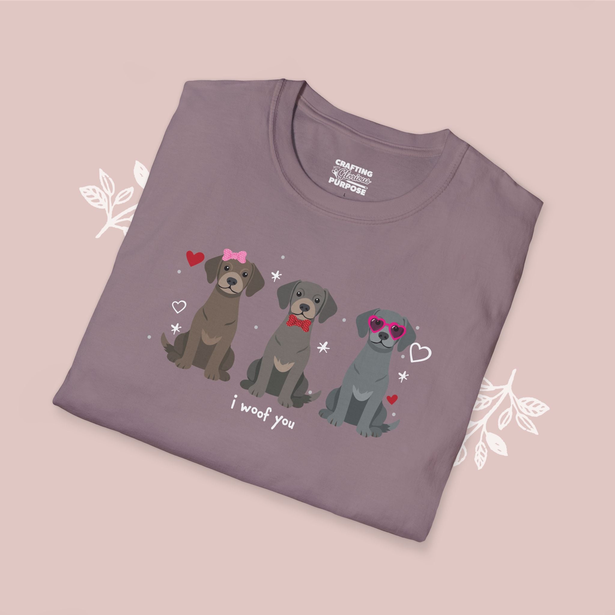 I Woof You Cute Weimaraner Trio Dog Tee — Valentine's T-Shirt