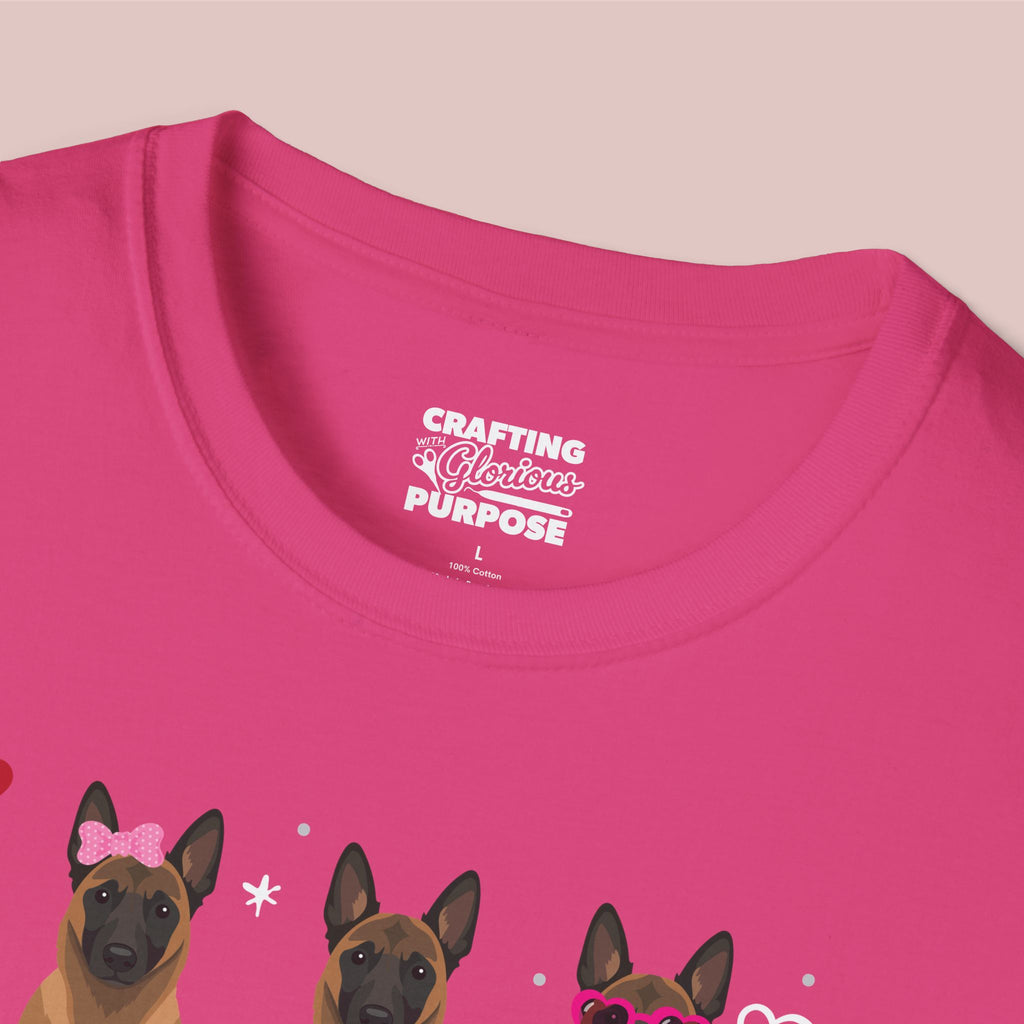 I Woof You Cute Belgian Malinois Trio Dog Tee — Valentine's T-Shirt