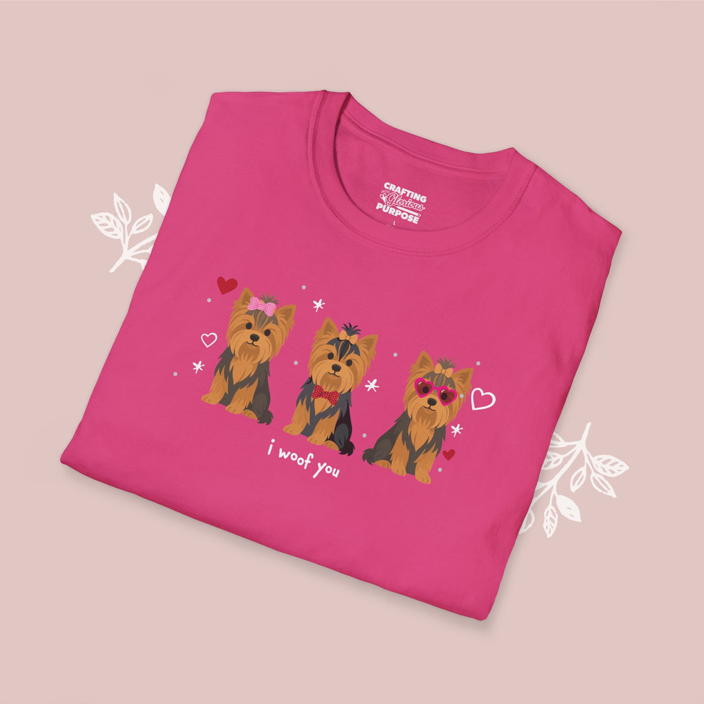 I Woof You Cute Yorkshire Terrier Trio Dog Tee — Valentine's T-Shirt