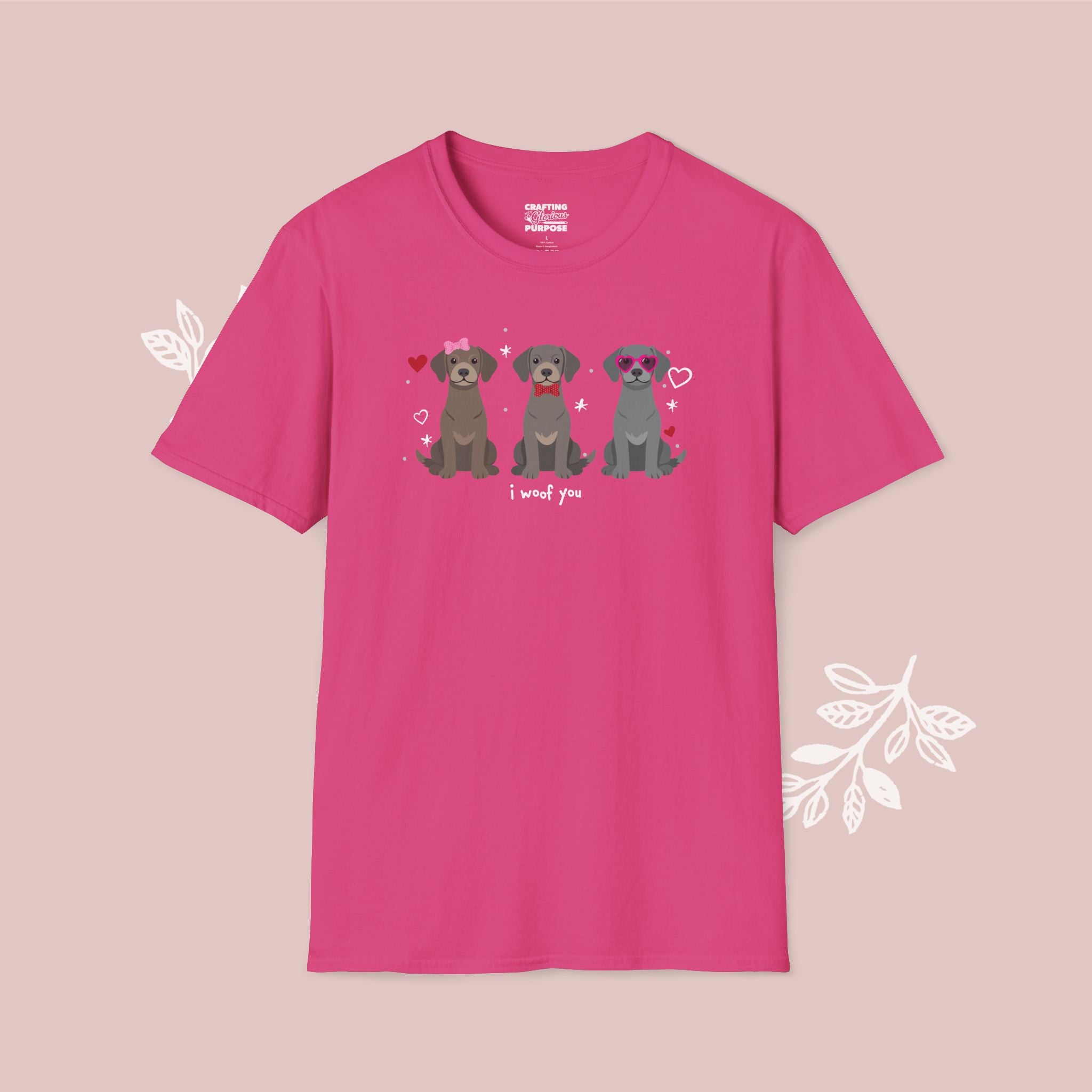 I Woof You Cute Weimaraner Trio Dog Tee — Valentine's T-Shirt