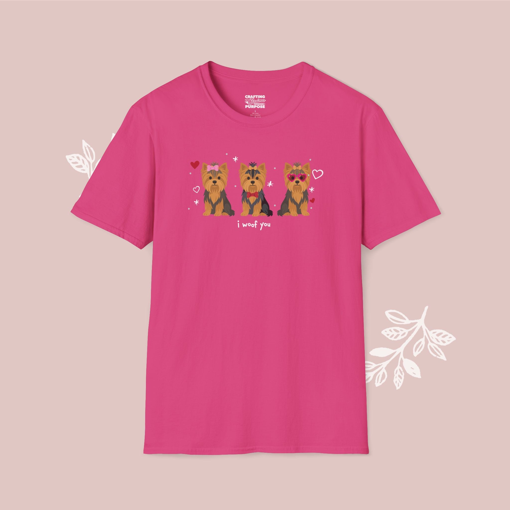 I Woof You Cute Yorkshire Terrier Trio Dog Tee — Valentine's T-Shirt