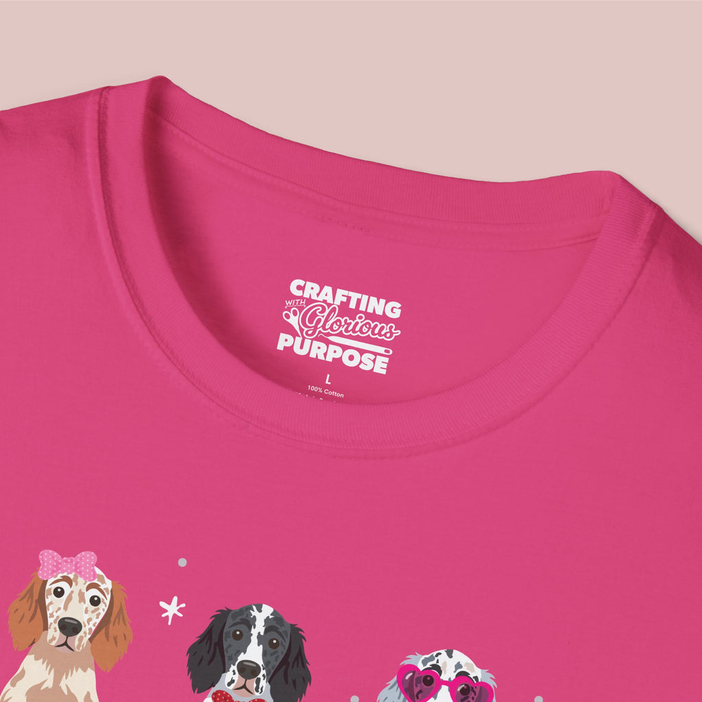 I Woof You Cute English Setter Trio Dog Tee — Valentine's T-Shirt