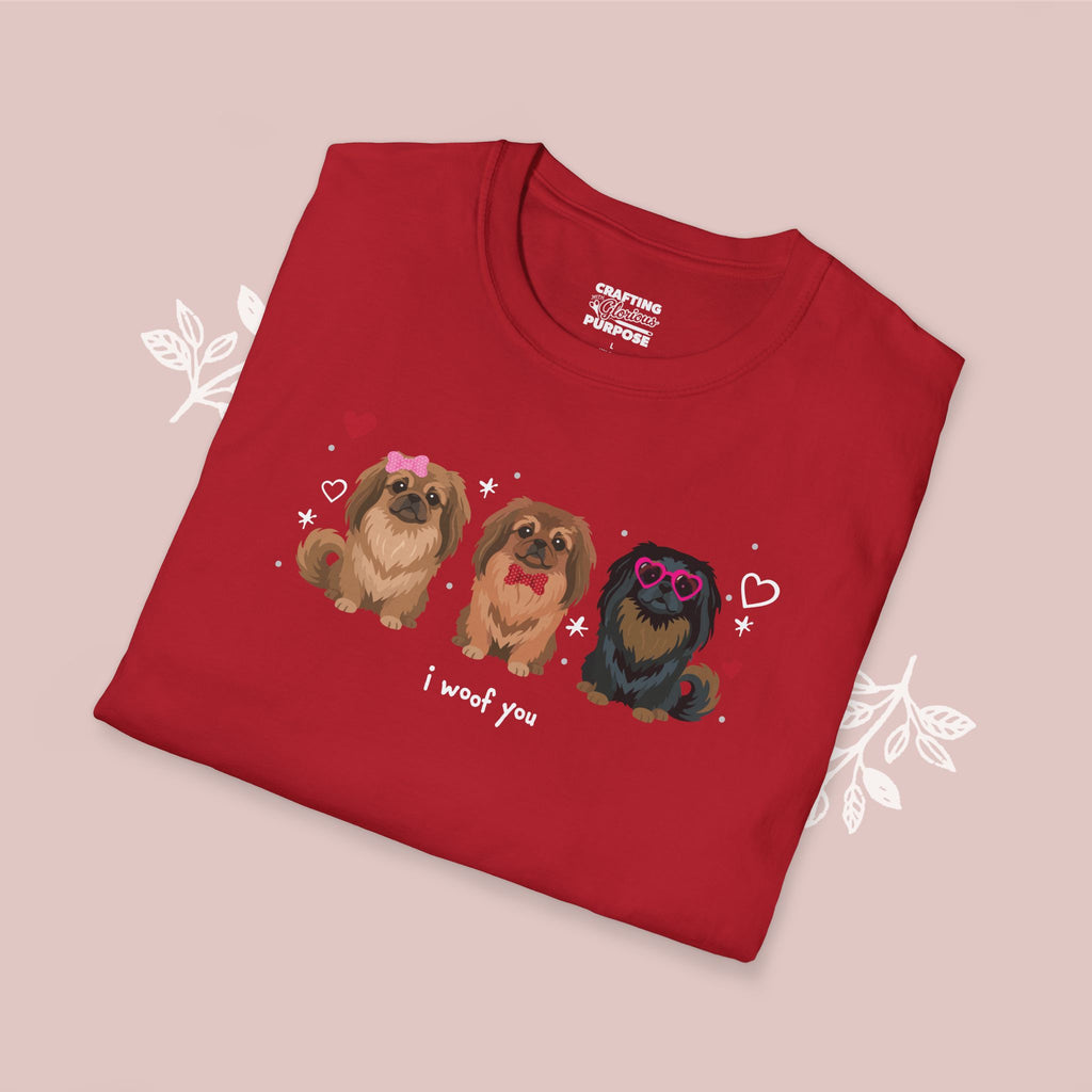 I Woof You Cute Pekingese Trio Dog Tee — Valentine's T-Shirt