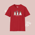 Saint Bernard Patriotic Dog Trio T-Shirt — 'Red, White & Woof' Cute America Graphic Tee