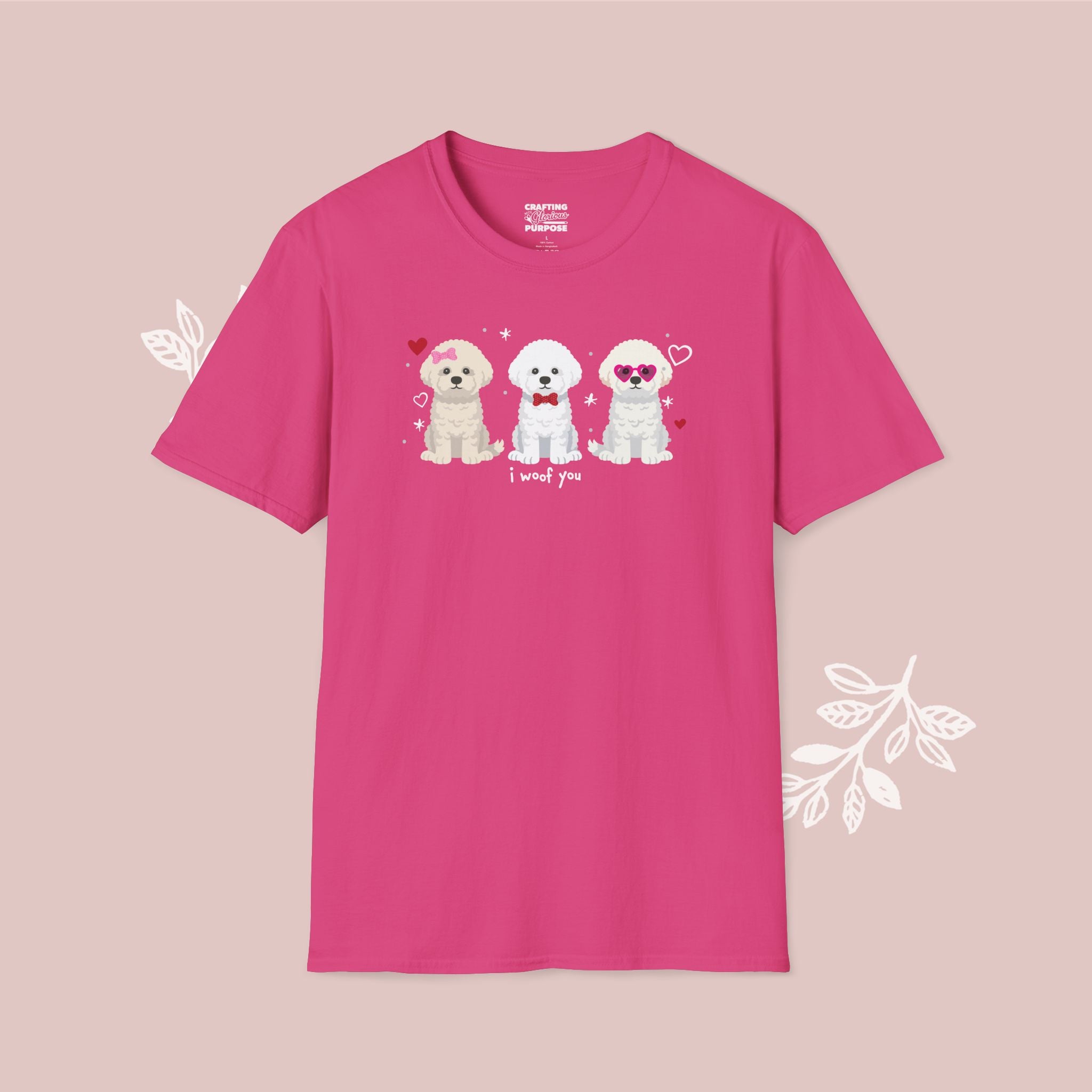 I Woof You Cute Bichon Frise Trio Dog Tee — Valentine's T-Shirt