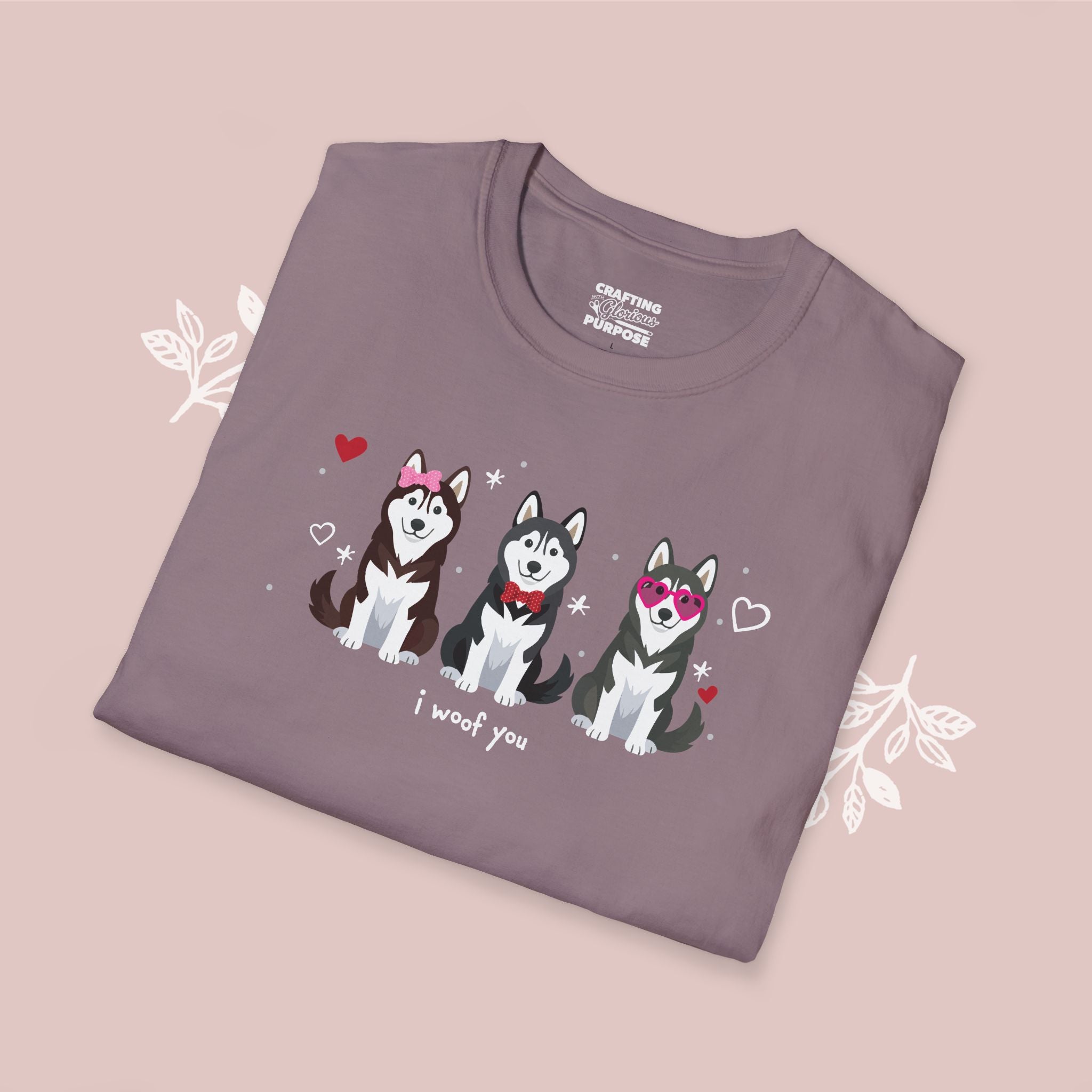 I Woof You Cute Husky Trio Dog Tee — Valentine's T-Shirt
