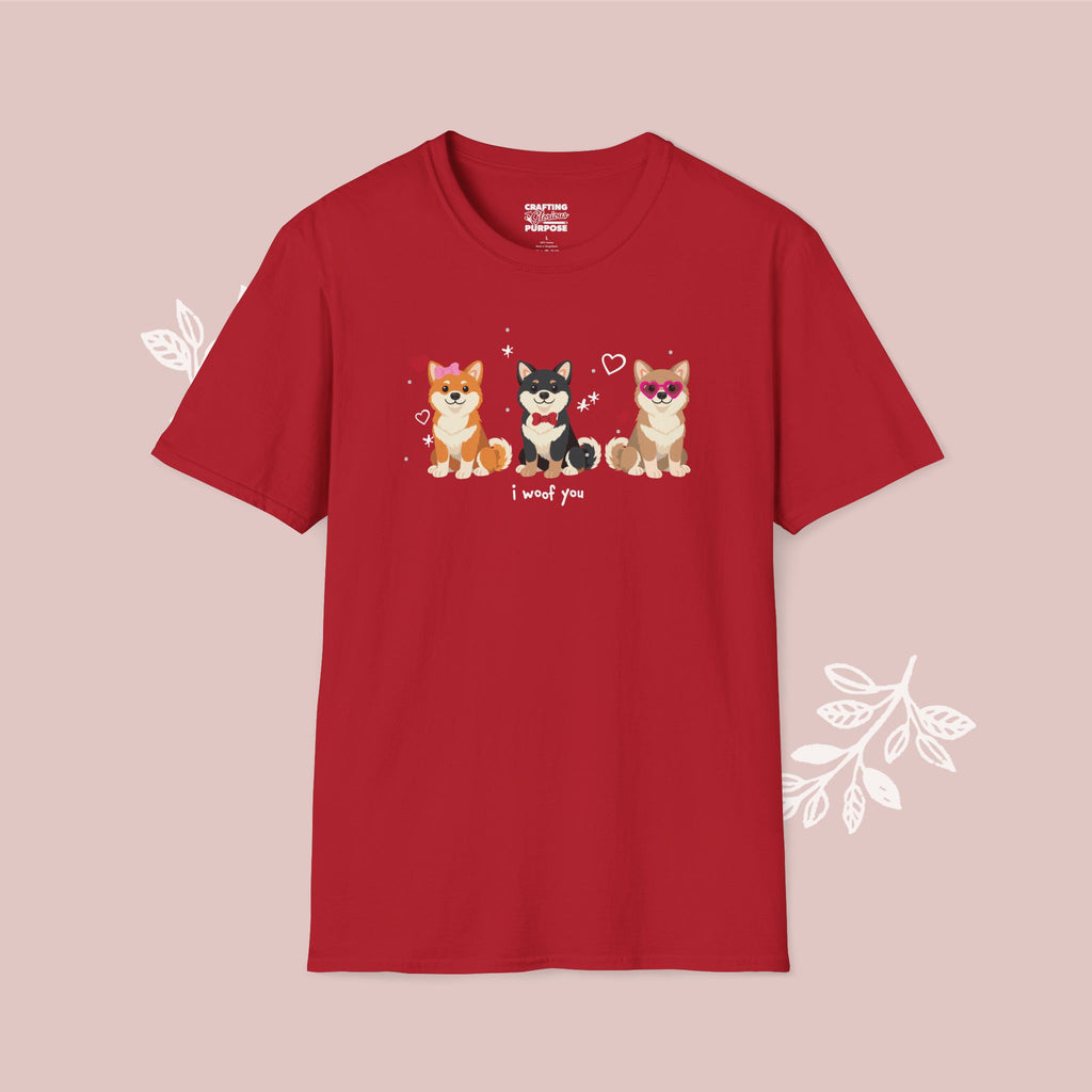 I Woof You Cute Shiba Inu Trio Dog Tee — Valentine's T-Shirt