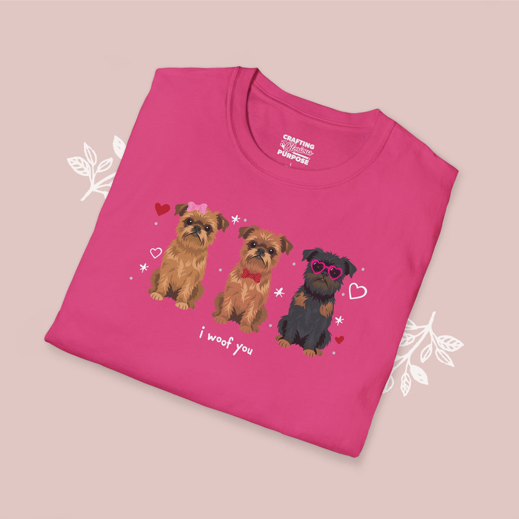 I Woof You Cute Brussels Griffon Trio Dog Tee — Valentine's T-Shirt