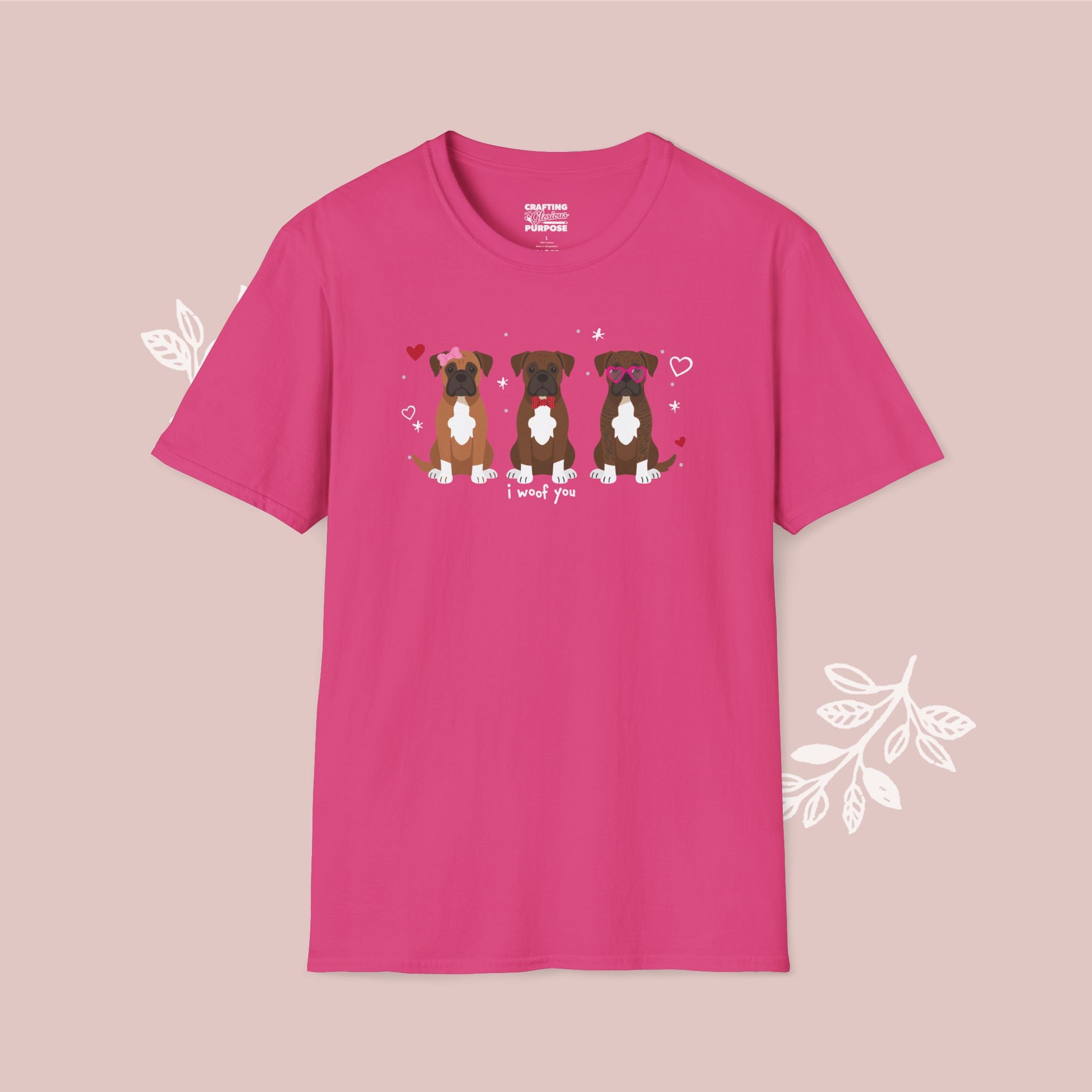 I Woof You Cute Boxer Trio Dog Tee — Valentine's T-Shirt