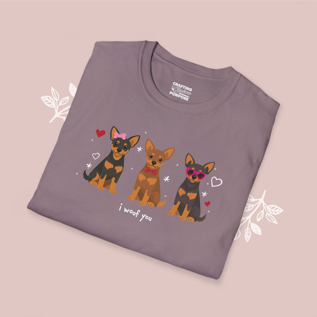 I Woof You Cute Miniature Pinscher Trio Dog Tee — Valentine's T-Shirt