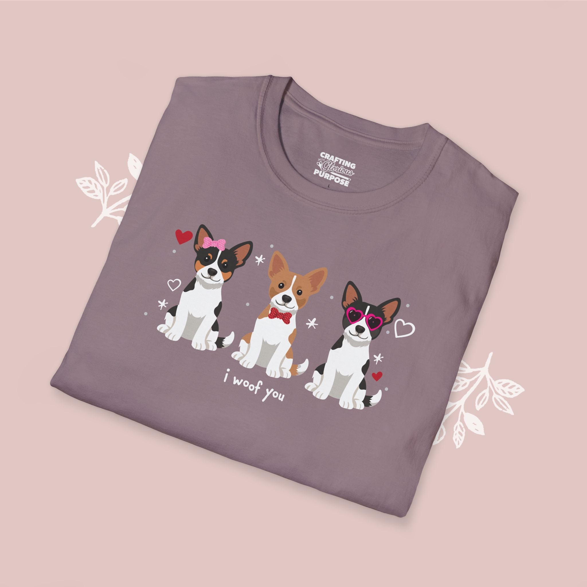 I Woof You Cute Rat Terrier Trio Dog Tee — Valentine's T-Shirt