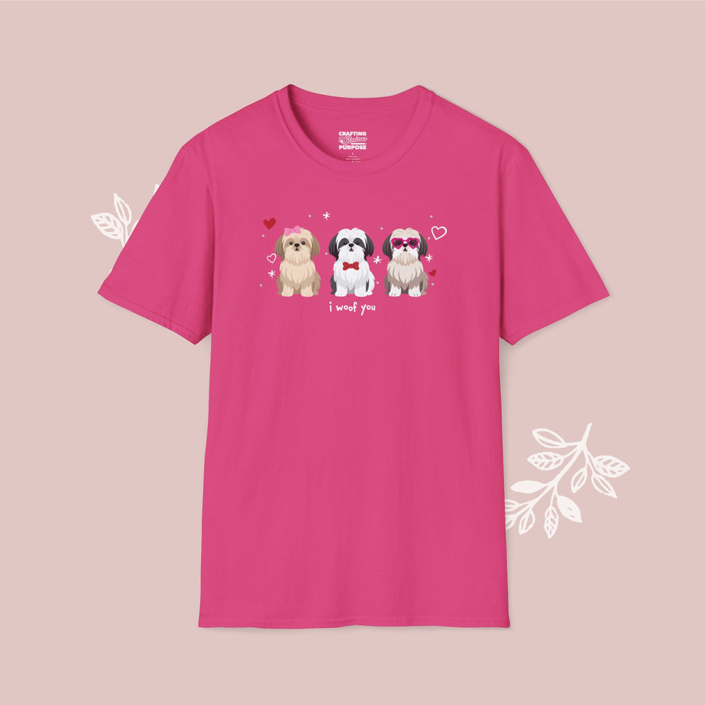I Woof You Cute Shih Tzu Trio Dog Tee — Valentine's T-Shirt