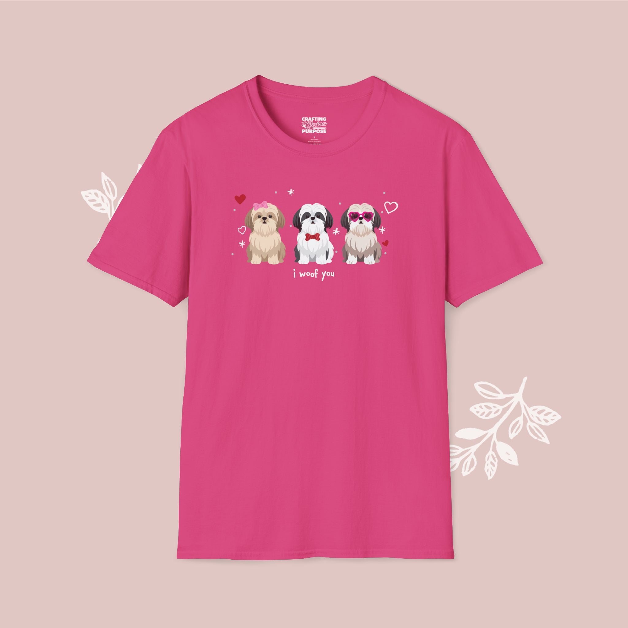 I Woof You Cute Shih Tzu Trio Dog Tee — Valentine's T-Shirt