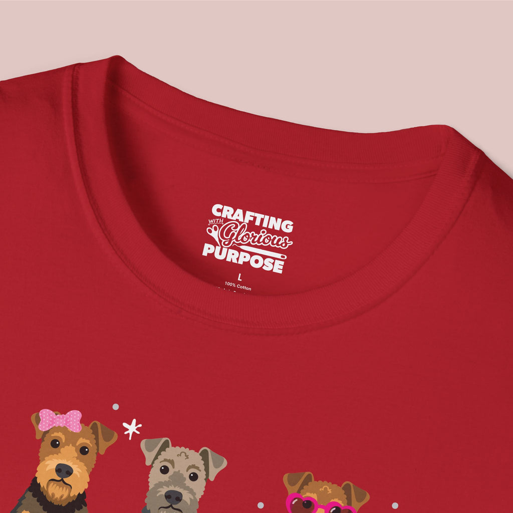 I Woof You Cute Airedale Terrier Trio Dog Tee — Valentine's T-Shirt