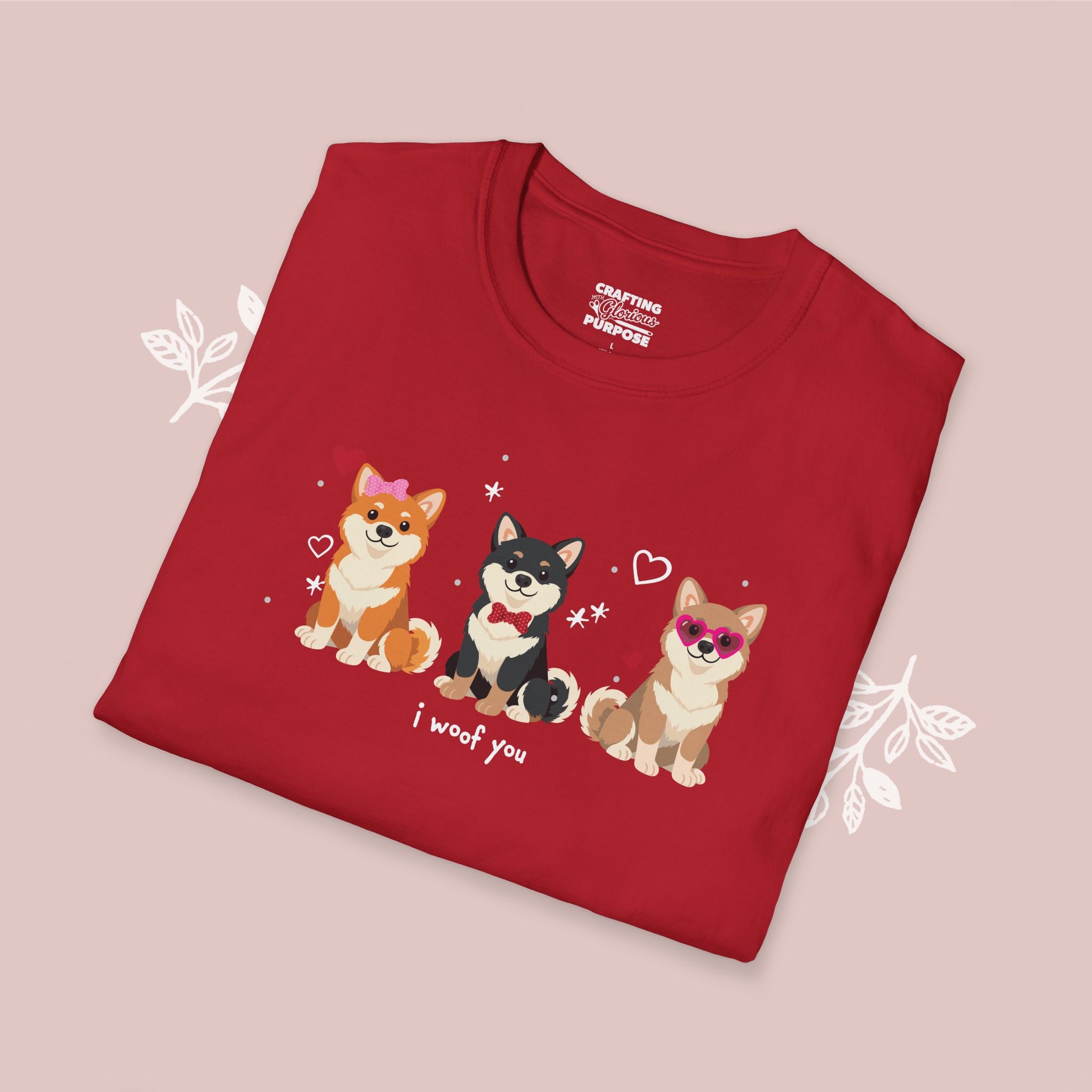 I Woof You Cute Shiba Inu Trio Dog Tee — Valentine's T-Shirt