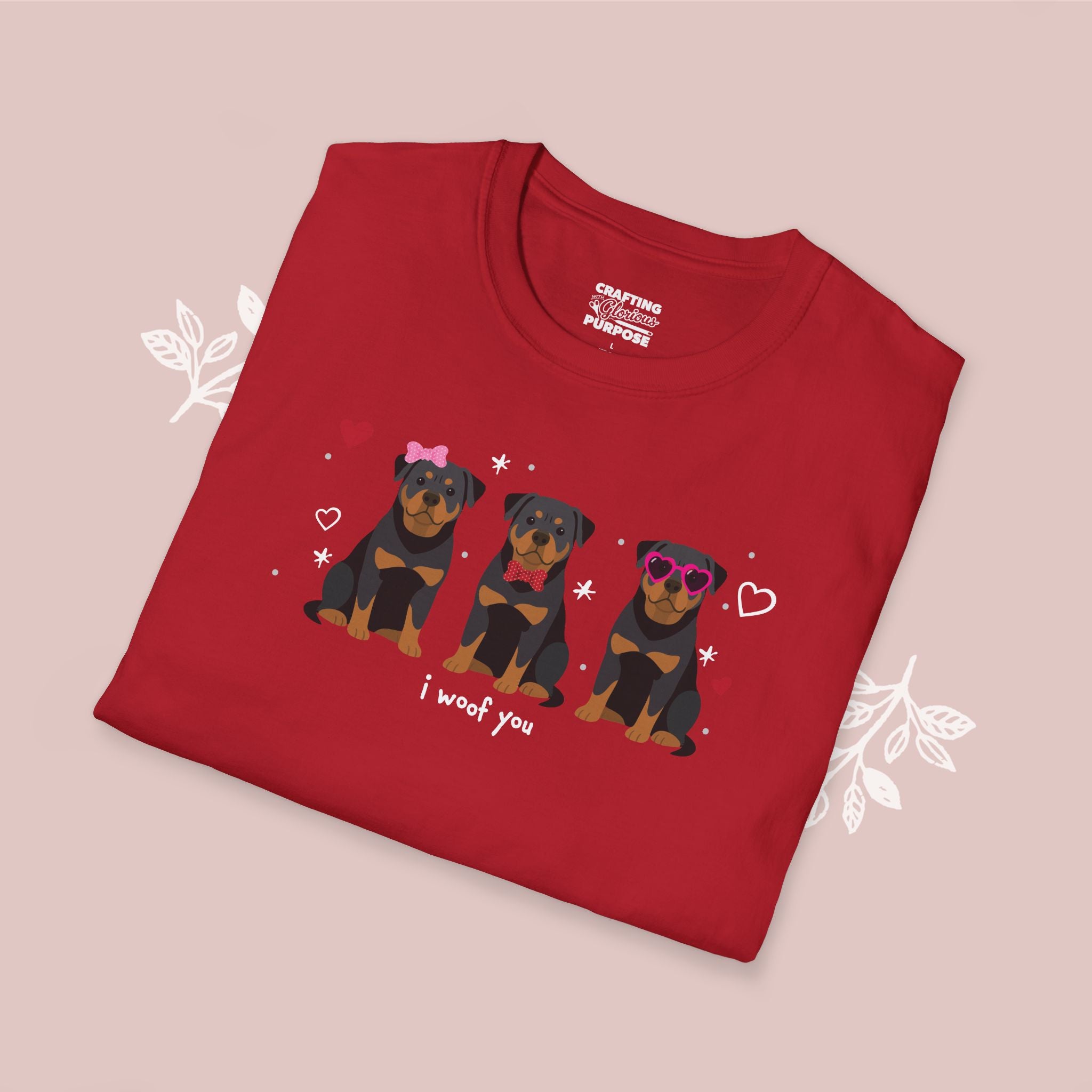 I Woof You Cute Rottweiler Trio Dog Tee — Valentine's T-Shirt