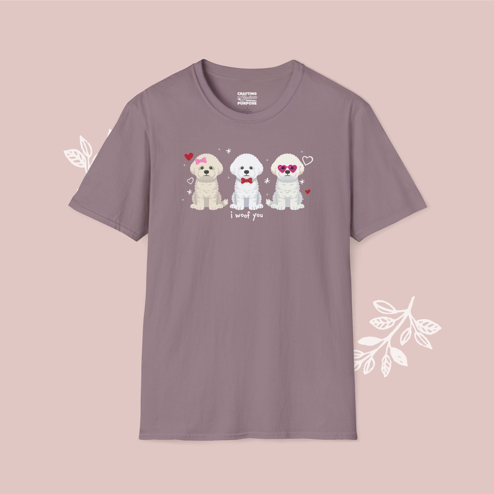 I Woof You Cute Bichon Frise Trio Dog Tee — Valentine's T-Shirt