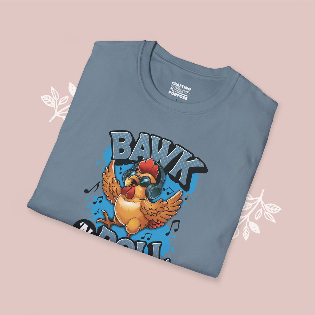 Chicken 'Bawk n' Roll' T-Shirt — Funny Rock 'n' Roll Tee