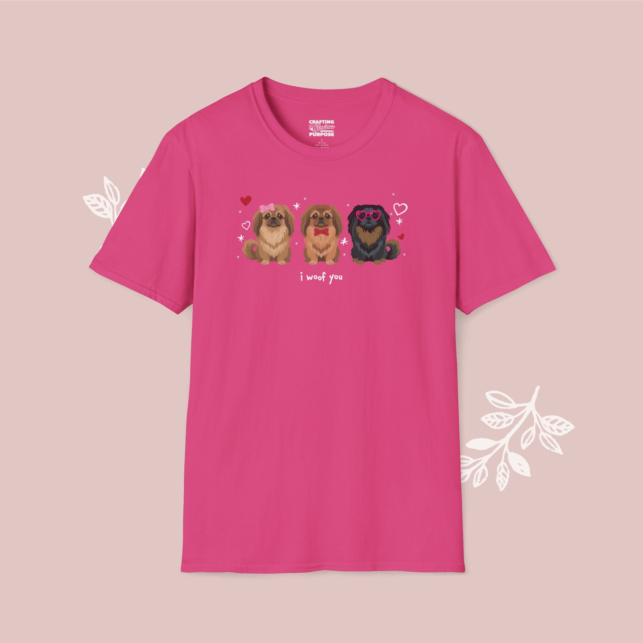 I Woof You Cute Pekingese Trio Dog Tee — Valentine's T-Shirt