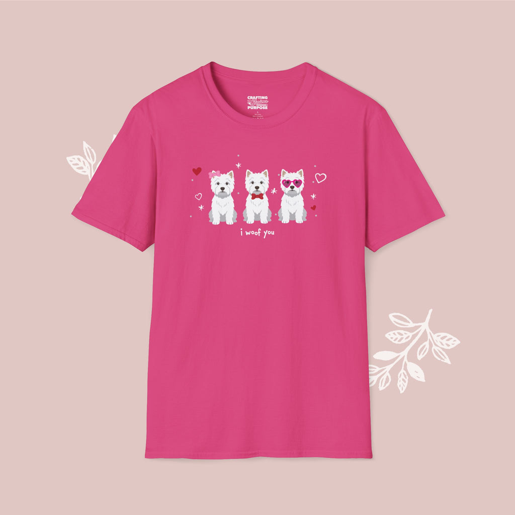 I Woof You Cute West Highland Terrier Trio Dog Tee — Valentine's T-Shirt