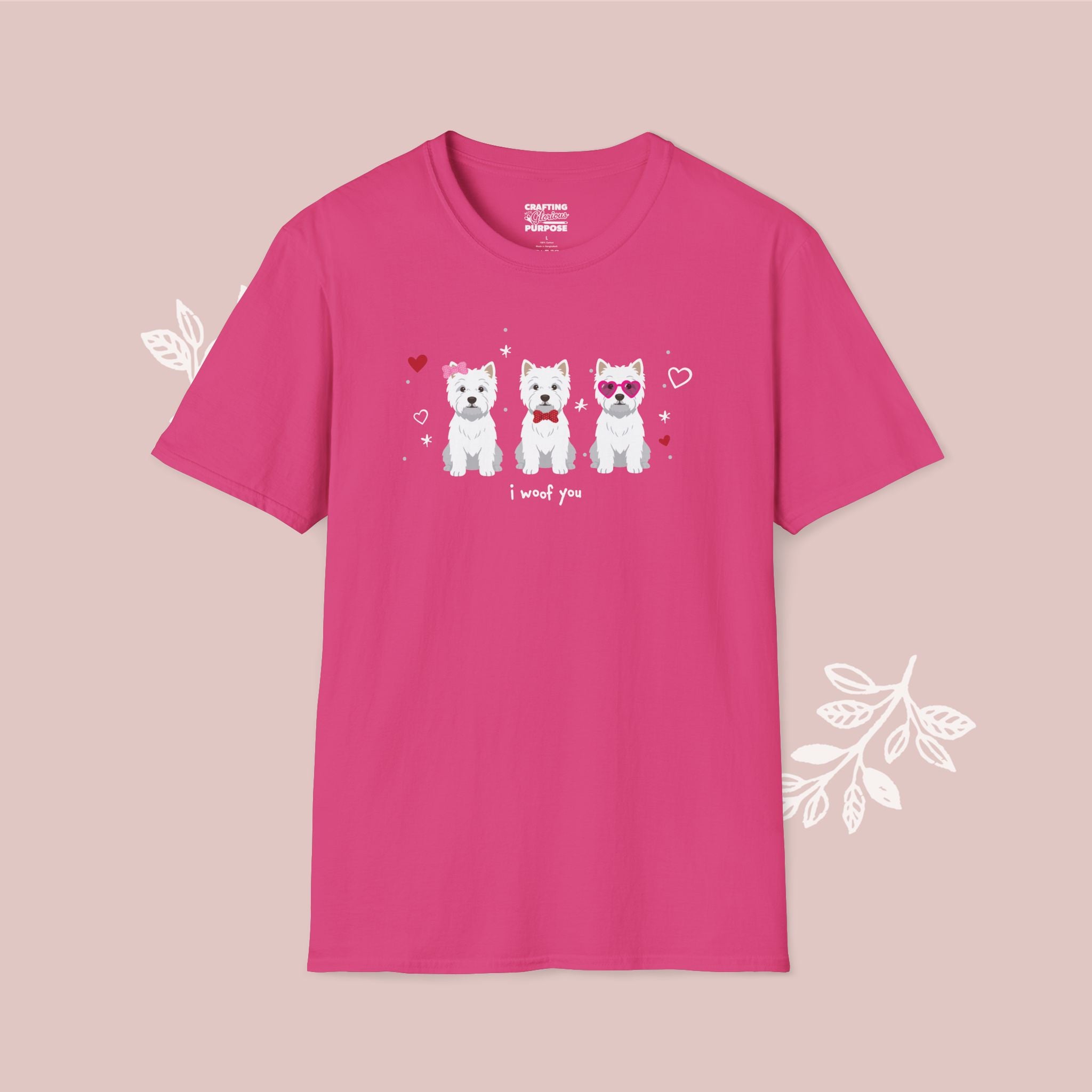 I Woof You Cute West Highland Terrier Trio Dog Tee — Valentine's T-Shirt
