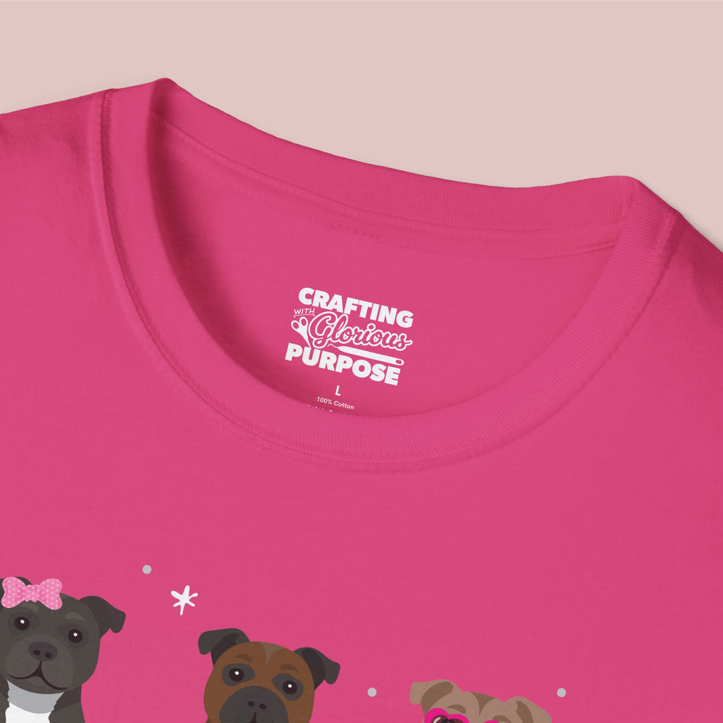 I Woof You Cute Staffordshire Bull Terrier Trio Dog Tee — Valentine's T-Shirt