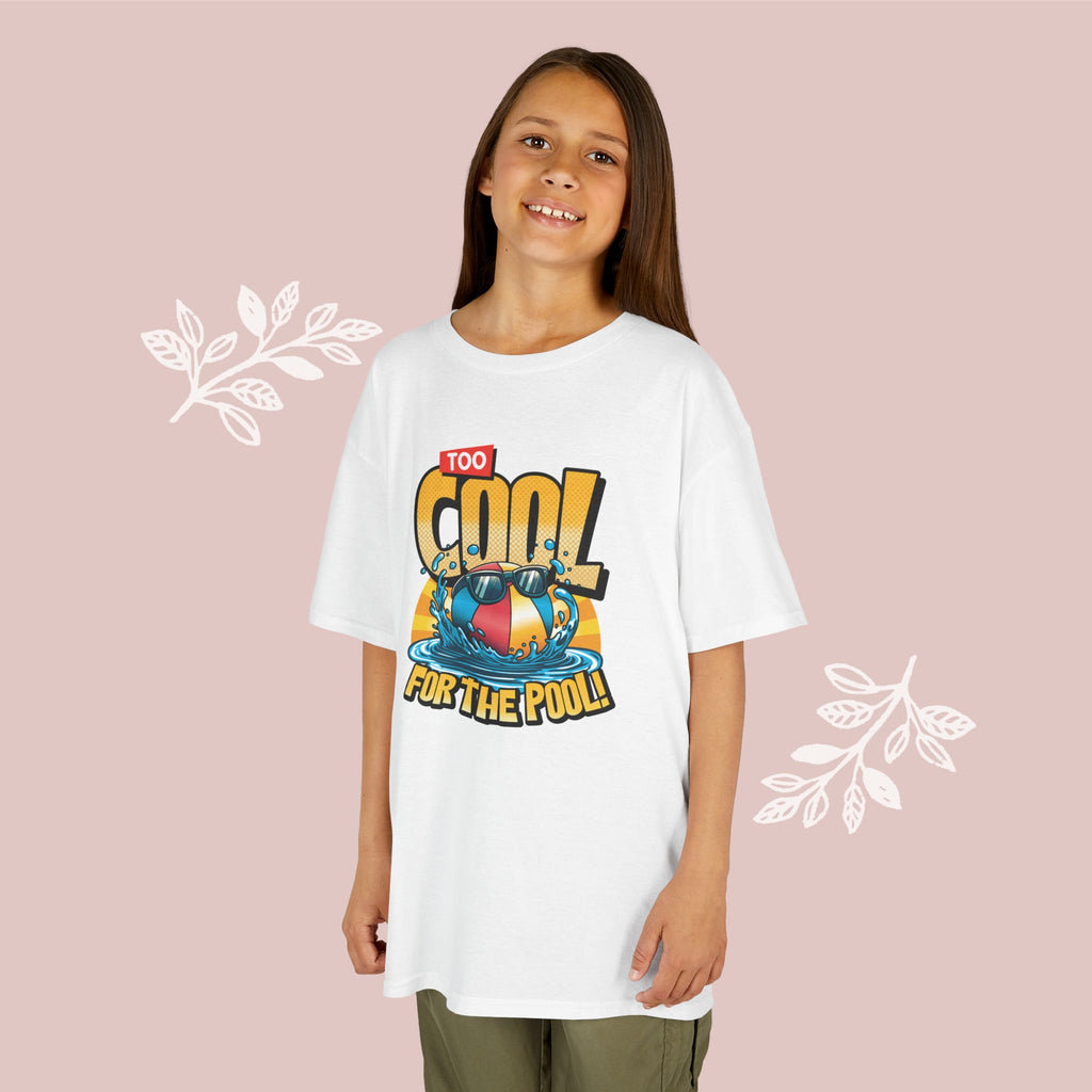 Kids Tee — "Too Cool for the Pool" Retro Pool Float Graphic