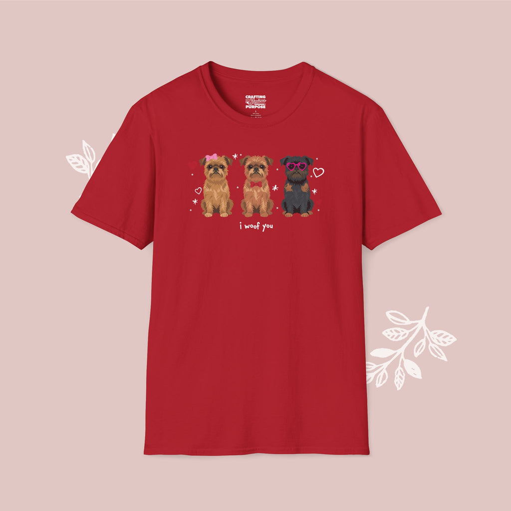 I Woof You Cute Brussels Griffon Trio Dog Tee — Valentine's T-Shirt