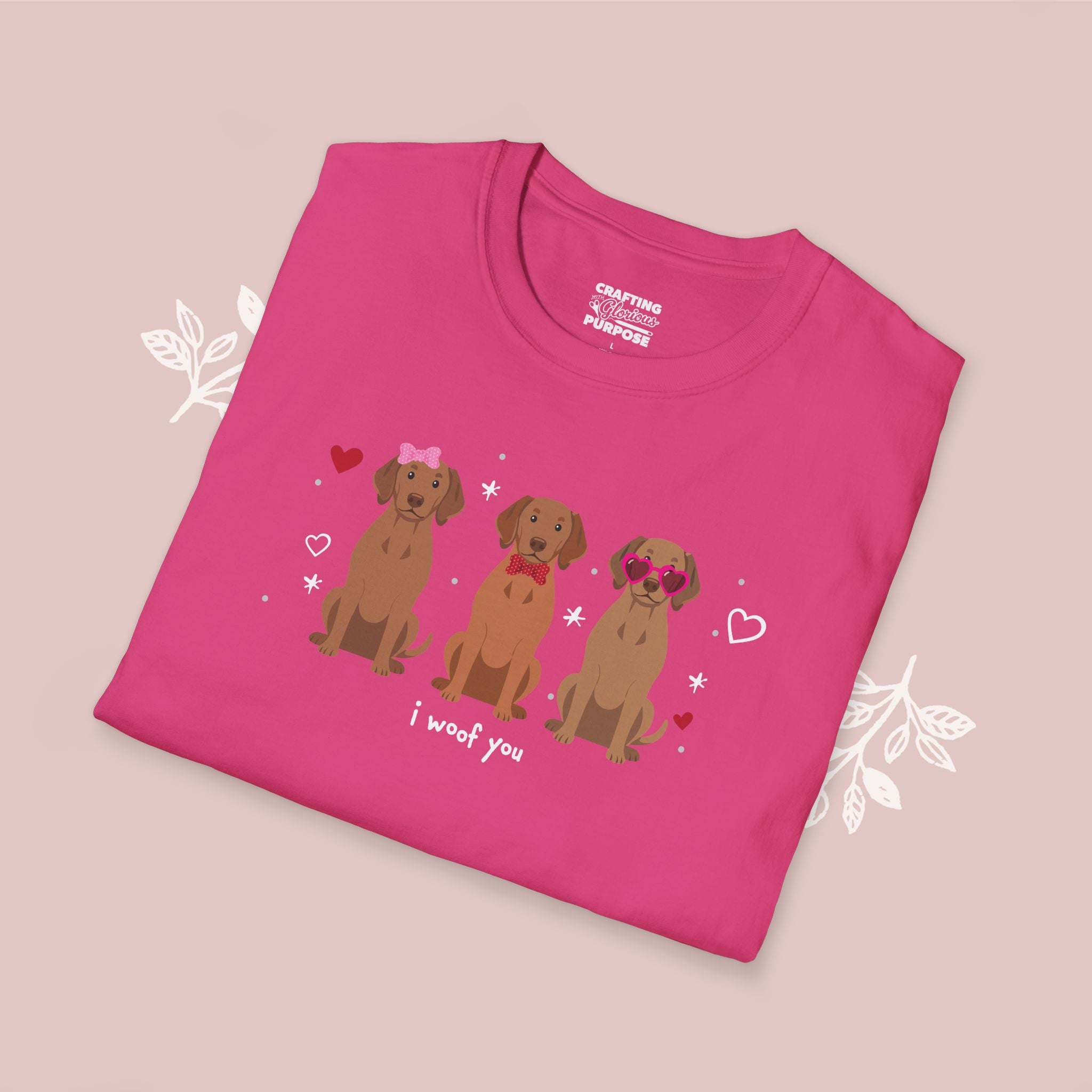 I Woof You Cute Vizsla Trio Dog Tee — Valentine's T-Shirt