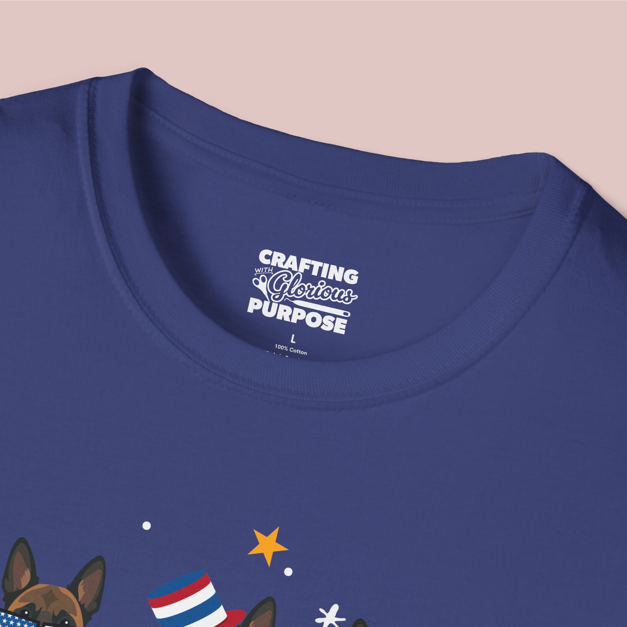 Belgian Malinois Patriotic Dog Trio T-Shirt — 'Red, White & Woof' Cute America Graphic Tee