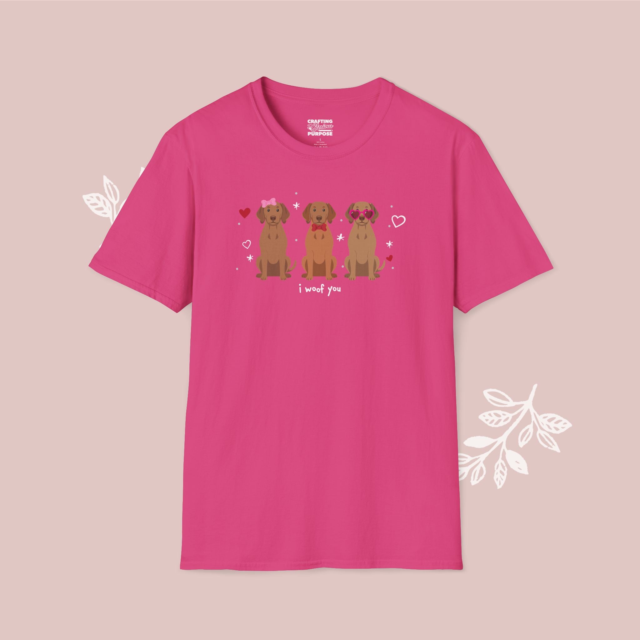 I Woof You Cute Vizsla Trio Dog Tee — Valentine's T-Shirt