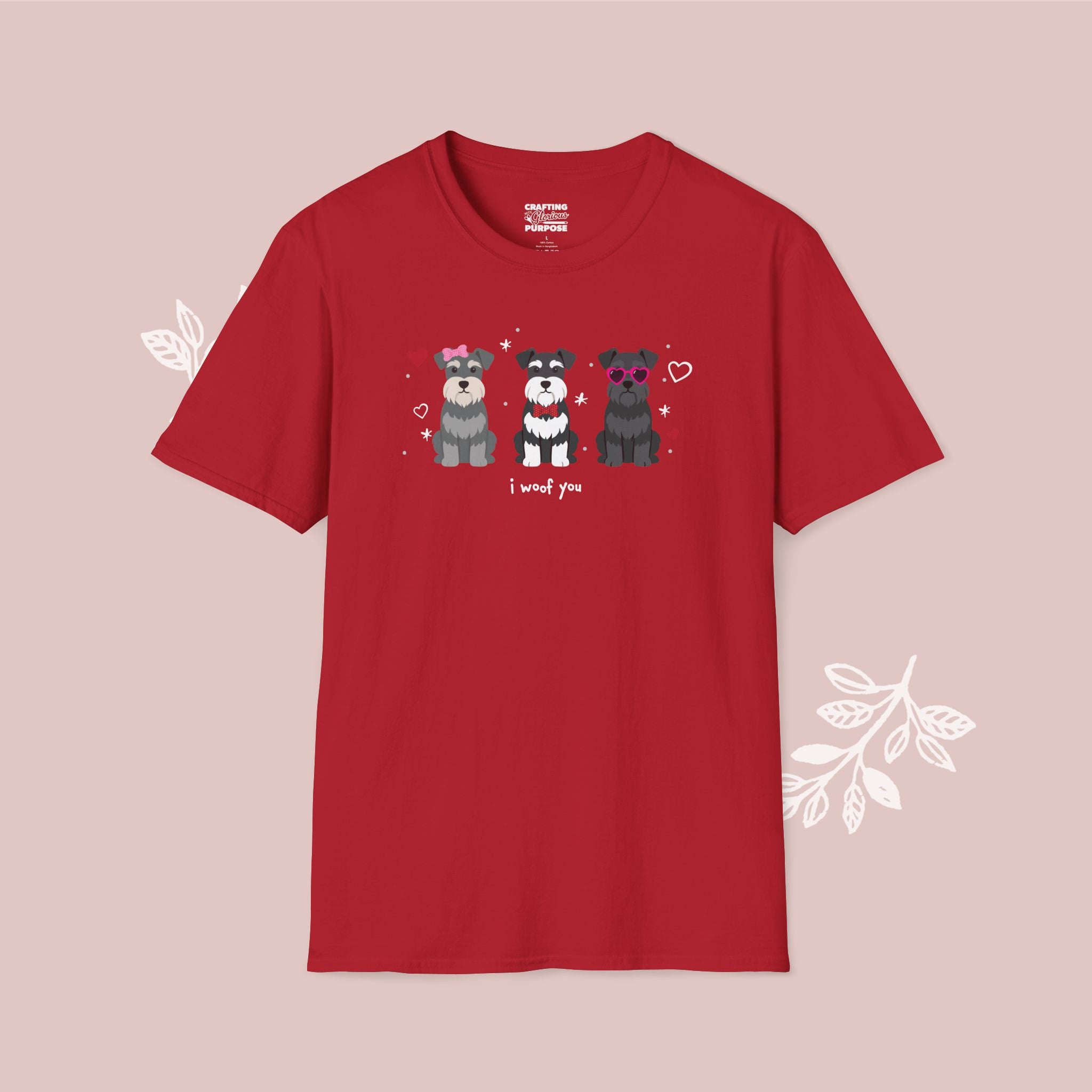 I Woof You Cute Schnauzer Trio Dog Tee — Valentine's T-Shirt