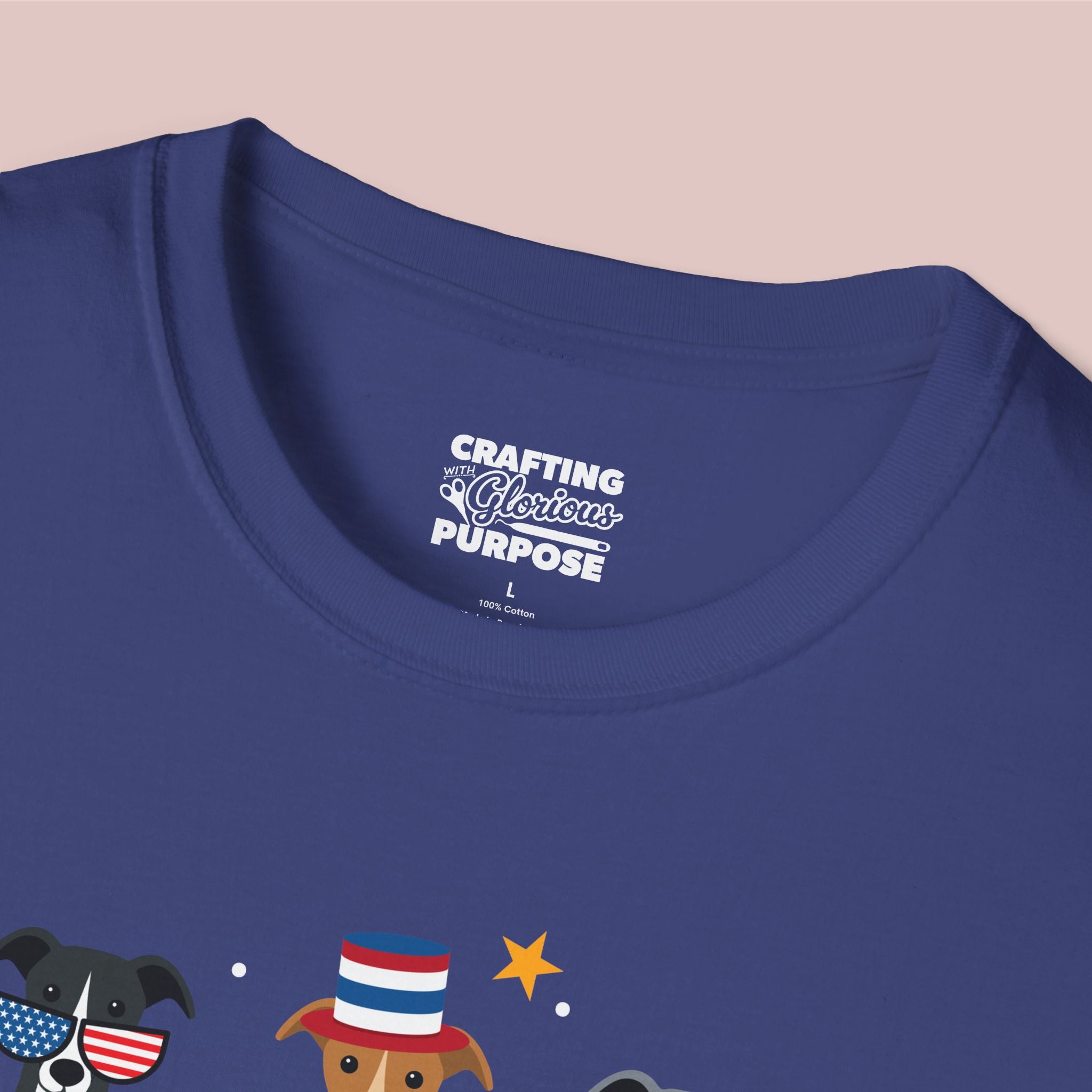 Greyhound Patriotic Dog Trio T-Shirt — 'Red, White & Woof' Cute America Graphic Tee