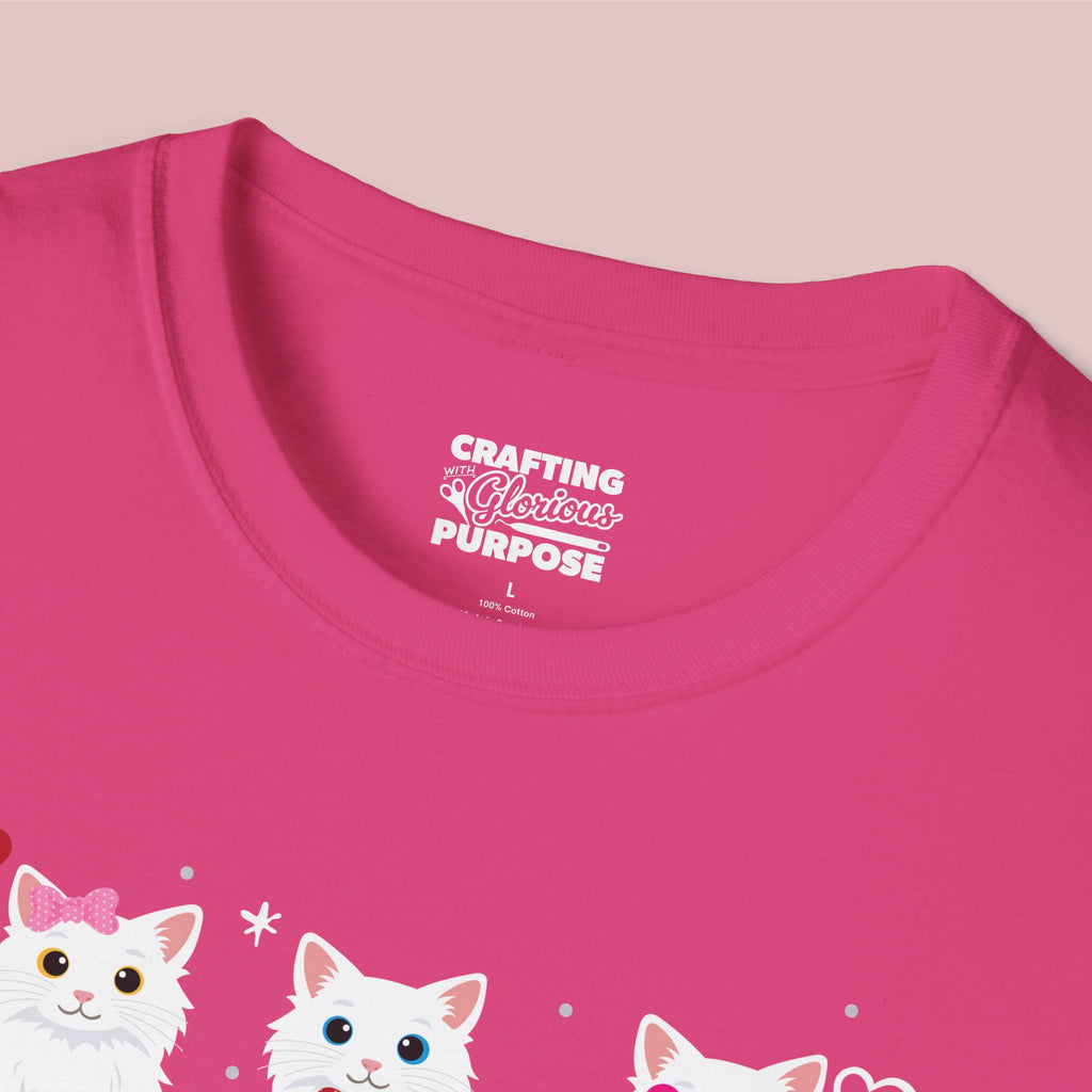 I Meow You Cute White Long Haired Trio Cat Tee — Valentine's T-Shirt